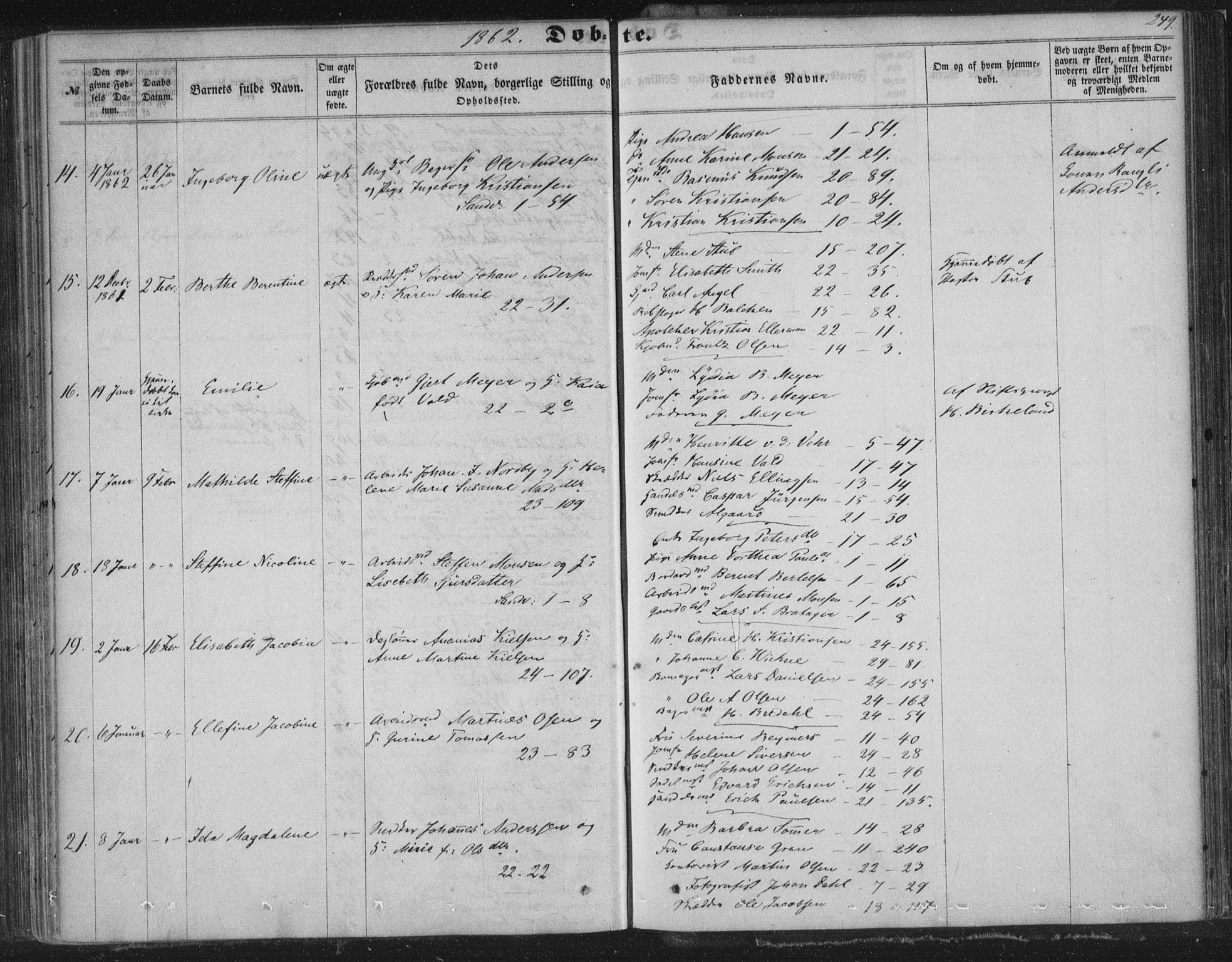 Korskirken sokneprestembete, AV/SAB-A-76101/H/Haa/L0018: Parish register (official) no. B 4, 1857-1866, p. 249