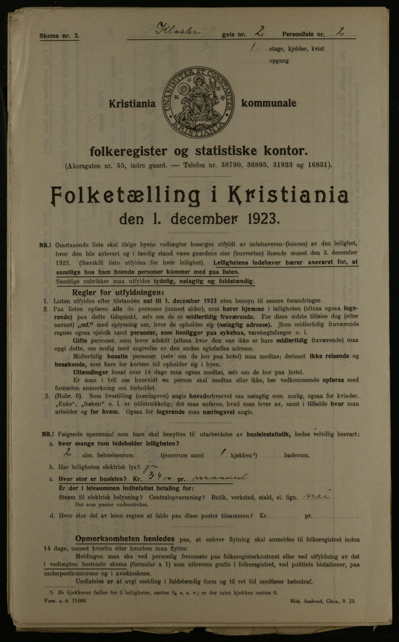 OBA, Municipal Census 1923 for Kristiania, 1923, p. 58434