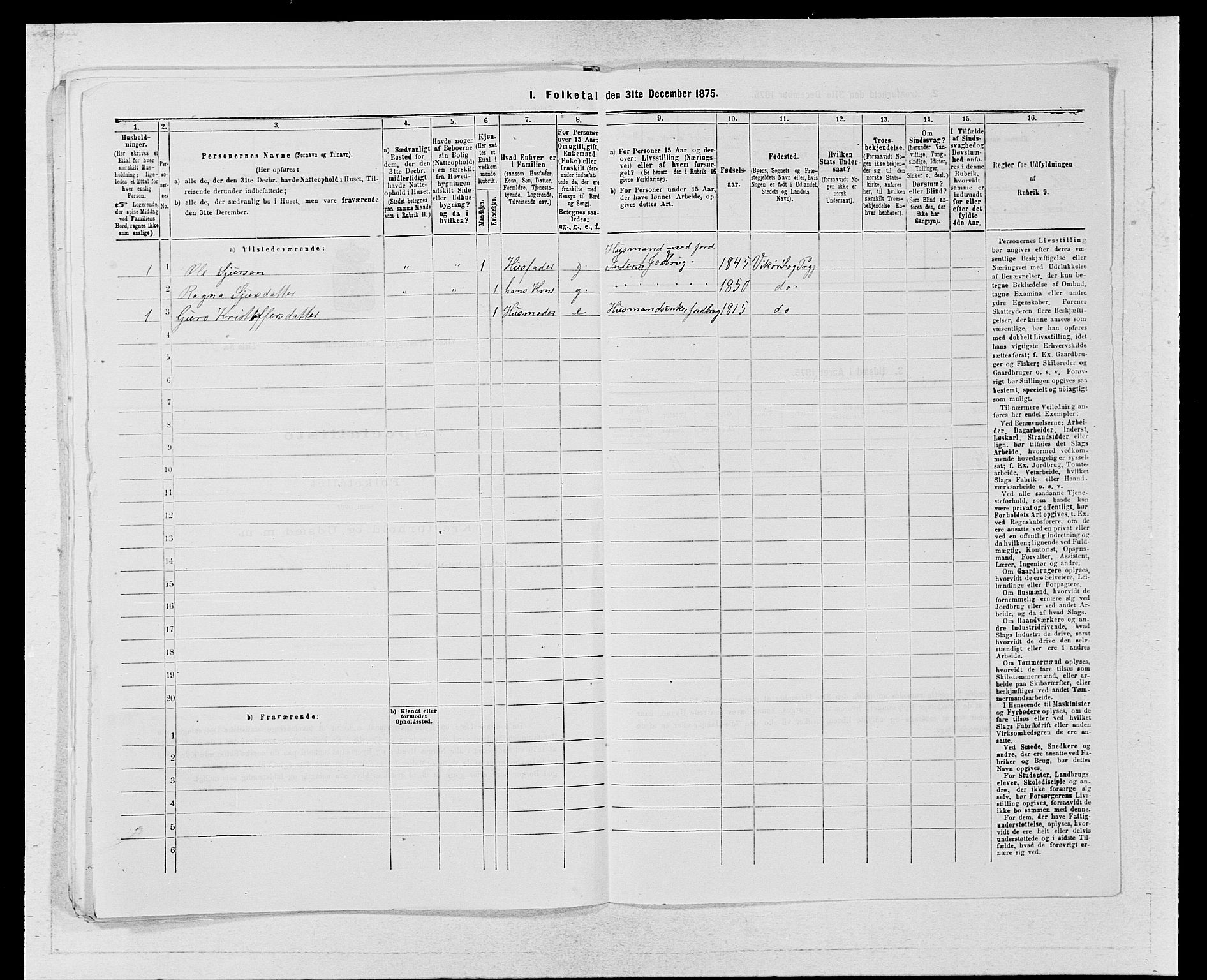 SAB, 1875 census for 1238P Vikør, 1875, p. 518