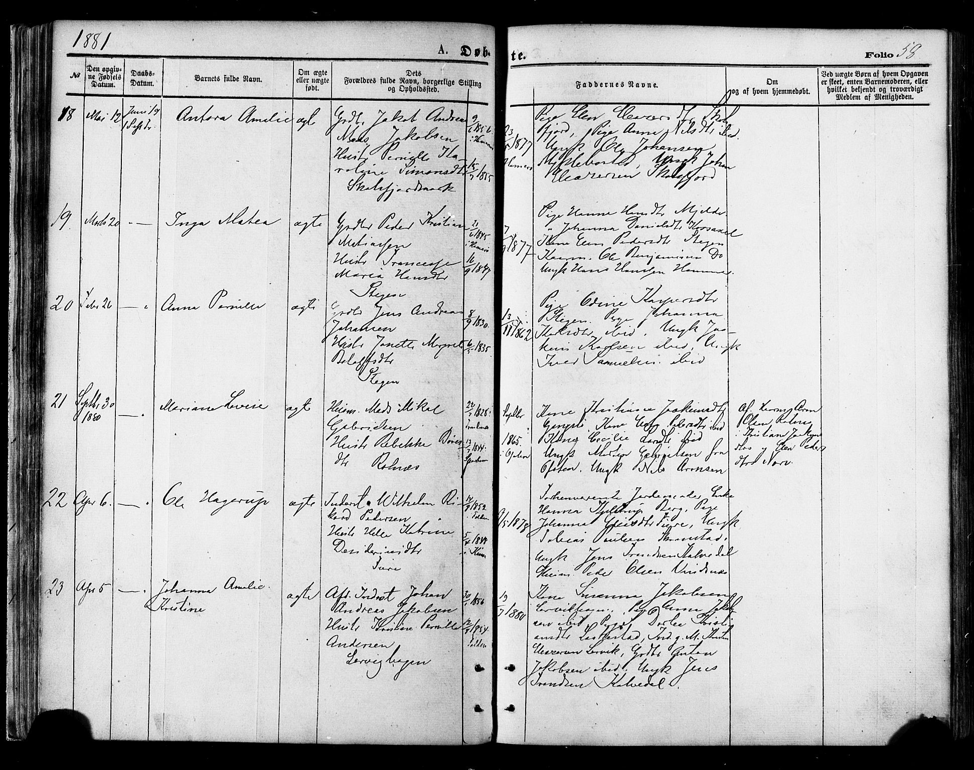 Ministerialprotokoller, klokkerbøker og fødselsregistre - Nordland, AV/SAT-A-1459/855/L0802: Parish register (official) no. 855A10, 1875-1886, p. 58