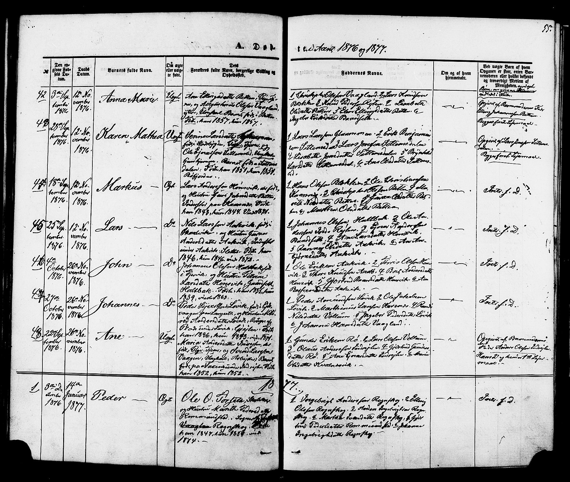 Ministerialprotokoller, klokkerbøker og fødselsregistre - Møre og Romsdal, AV/SAT-A-1454/576/L0884: Parish register (official) no. 576A02, 1865-1879, p. 55