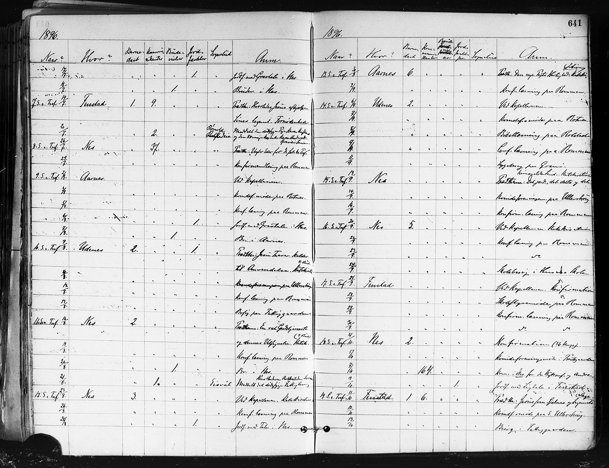 Nes prestekontor Kirkebøker, AV/SAO-A-10410/F/Fa/L0010: Parish register (official) no. I 10, 1883-1898, p. 641