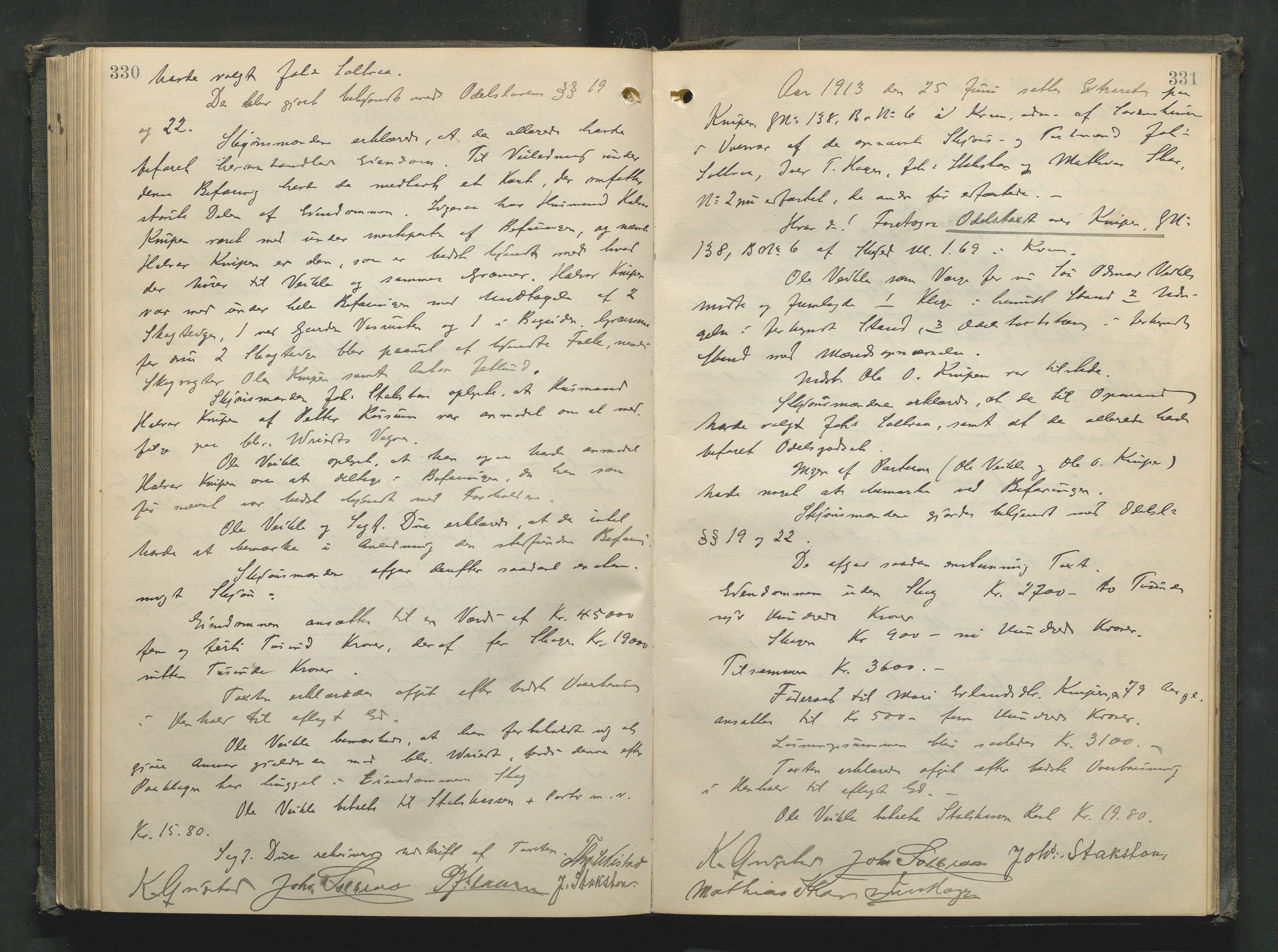 Nord-Gudbrandsdal tingrett, AV/SAH-TING-002/G/Gc/Gcb/L0008: Ekstrarettsprotokoll for åstedssaker, 1909-1913, p. 330-331