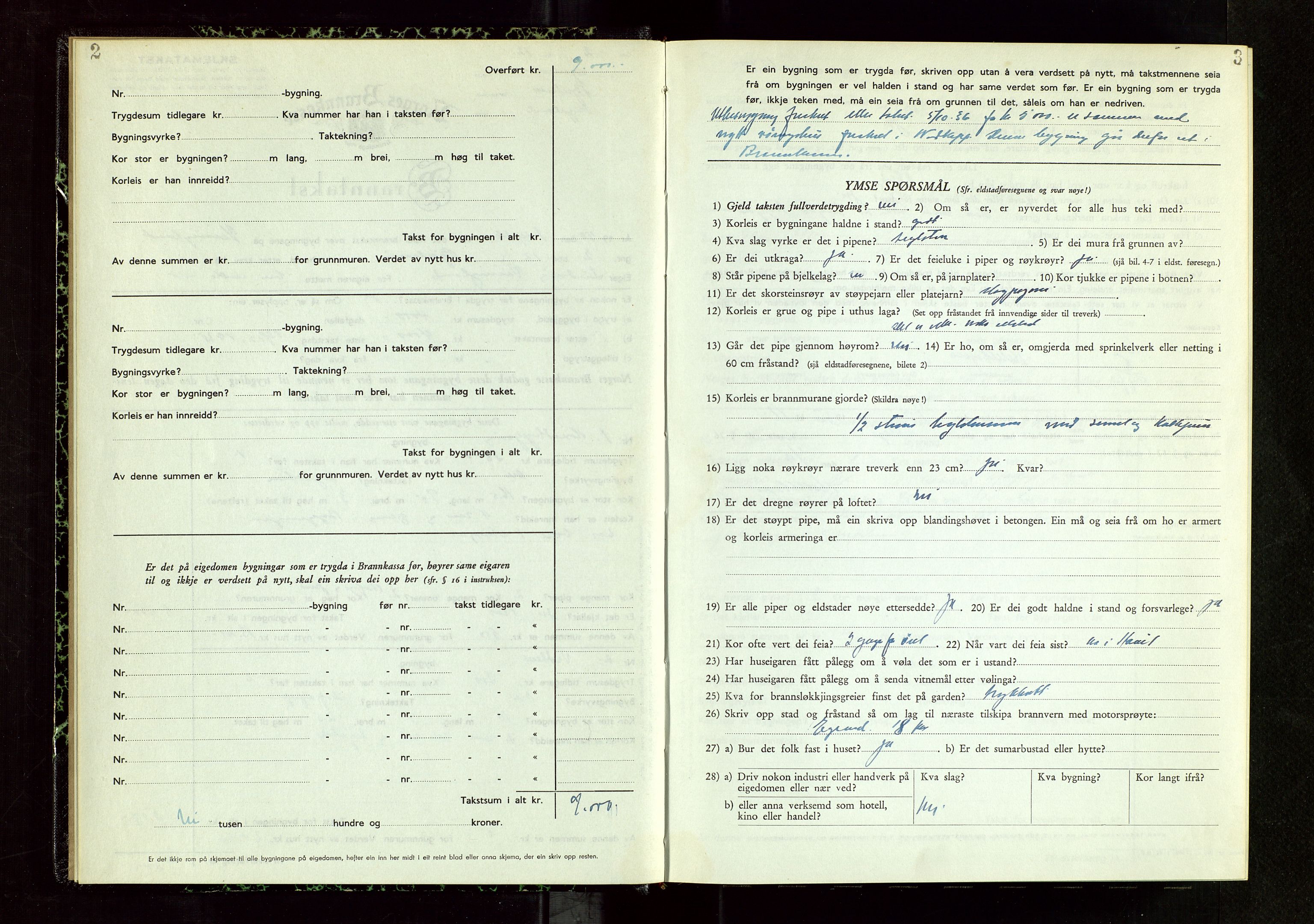 Bjerkreim lensmannskontor, AV/SAST-A-100090/Gob/L0002: "Branntakstprotokoll", 1950-1955, p. 2-3