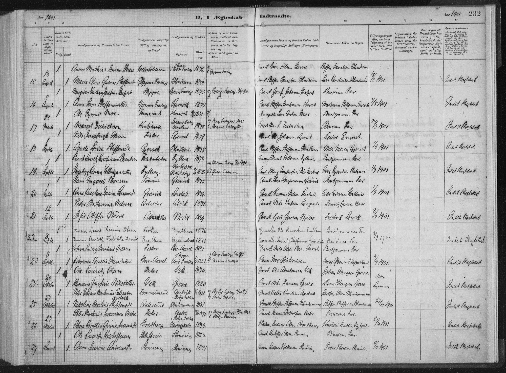 Ministerialprotokoller, klokkerbøker og fødselsregistre - Møre og Romsdal, AV/SAT-A-1454/528/L0405: Parish register (official) no. 528A14, 1891-1906, p. 232