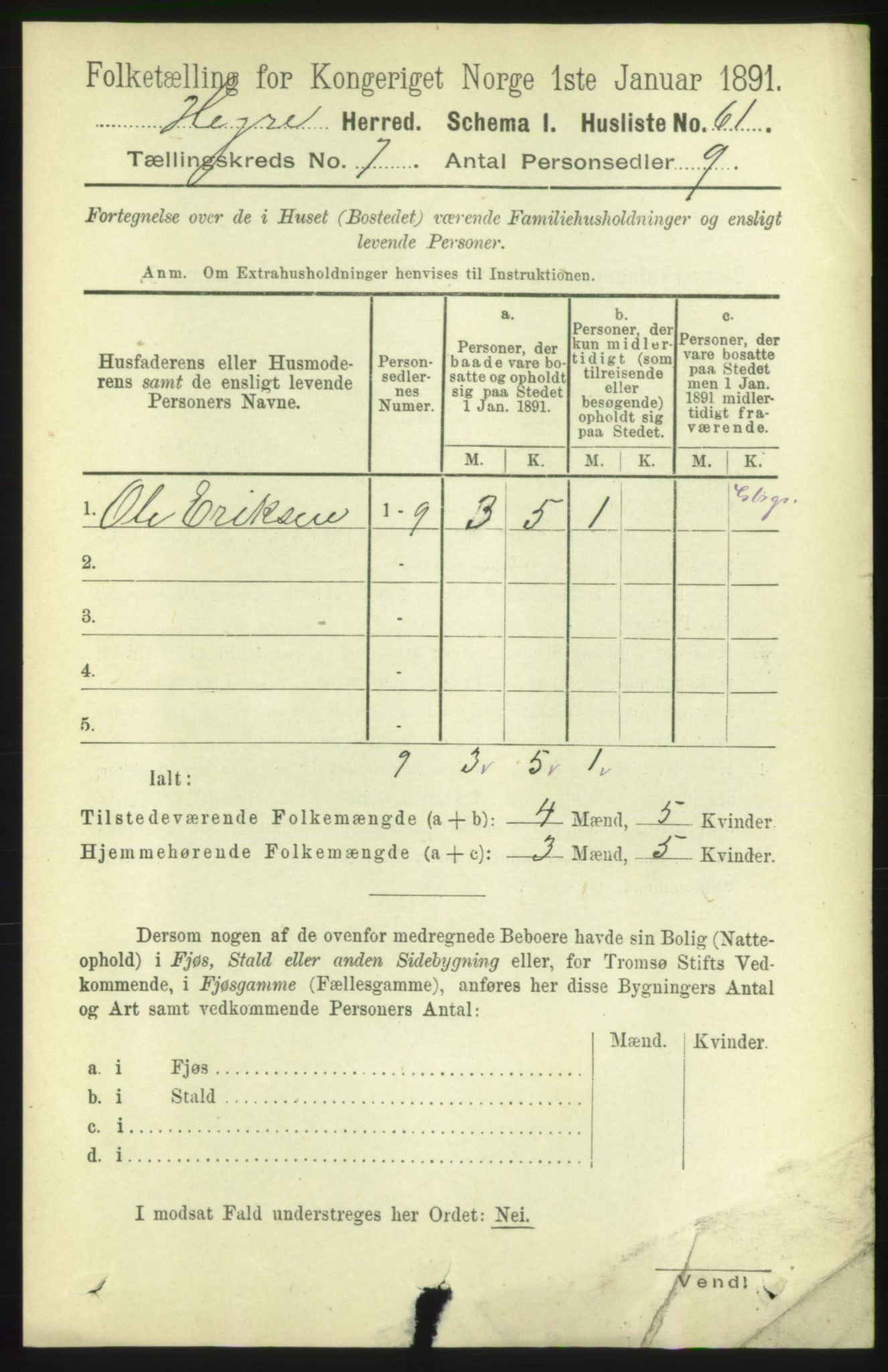 RA, 1891 census for 1712 Hegra, 1891, p. 2809