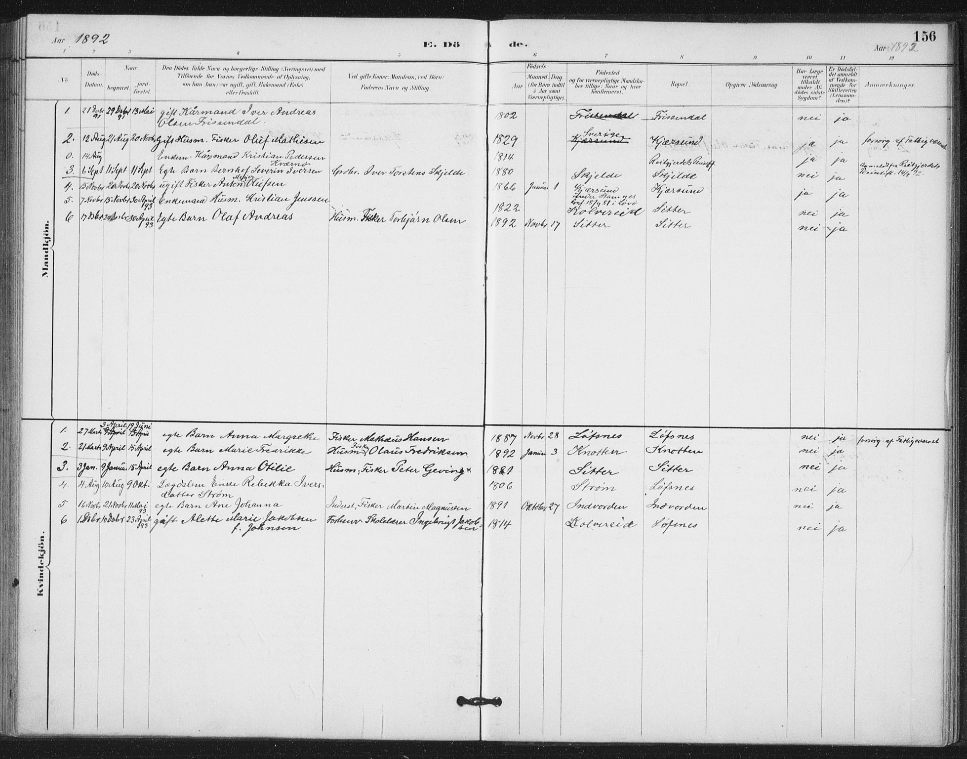 Ministerialprotokoller, klokkerbøker og fødselsregistre - Nord-Trøndelag, SAT/A-1458/772/L0603: Parish register (official) no. 772A01, 1885-1912, p. 156