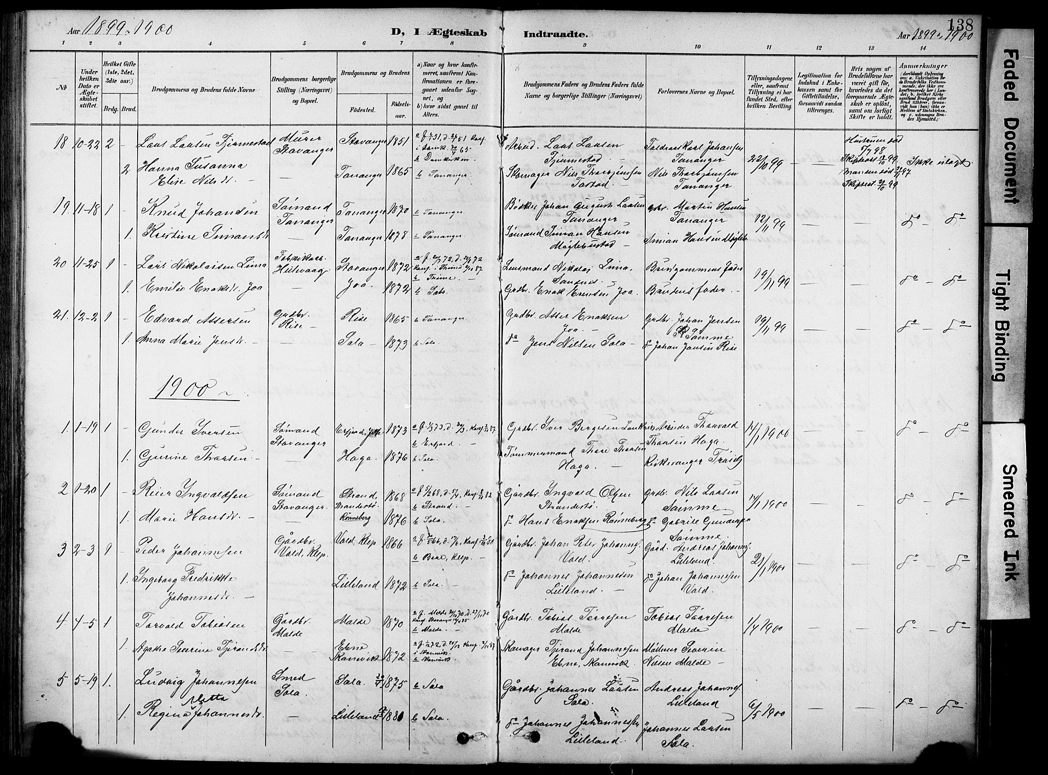 Håland sokneprestkontor, AV/SAST-A-101802/001/30BA/L0012: Parish register (official) no. A 11, 1889-1900, p. 138