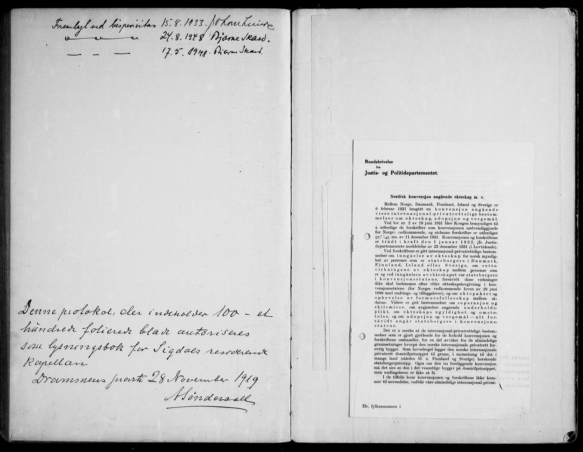 Krødsherad kirkebøker, SAKO/A-19/H/Ha/L0001: Banns register no. 1, 1919-1953