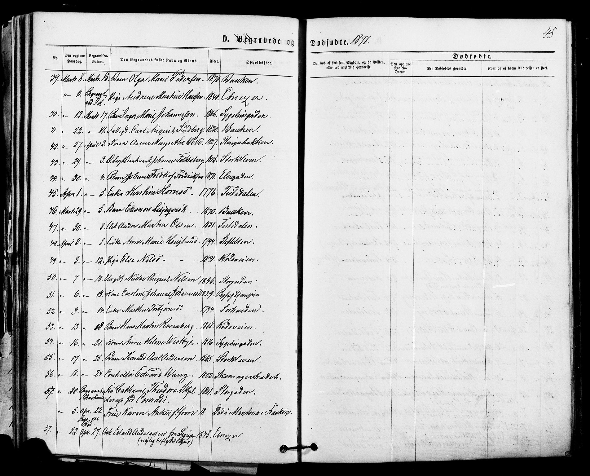 Halden prestekontor Kirkebøker, AV/SAO-A-10909/F/Fa/L0010: Parish register (official) no. I 10, 1866-1877, p. 45