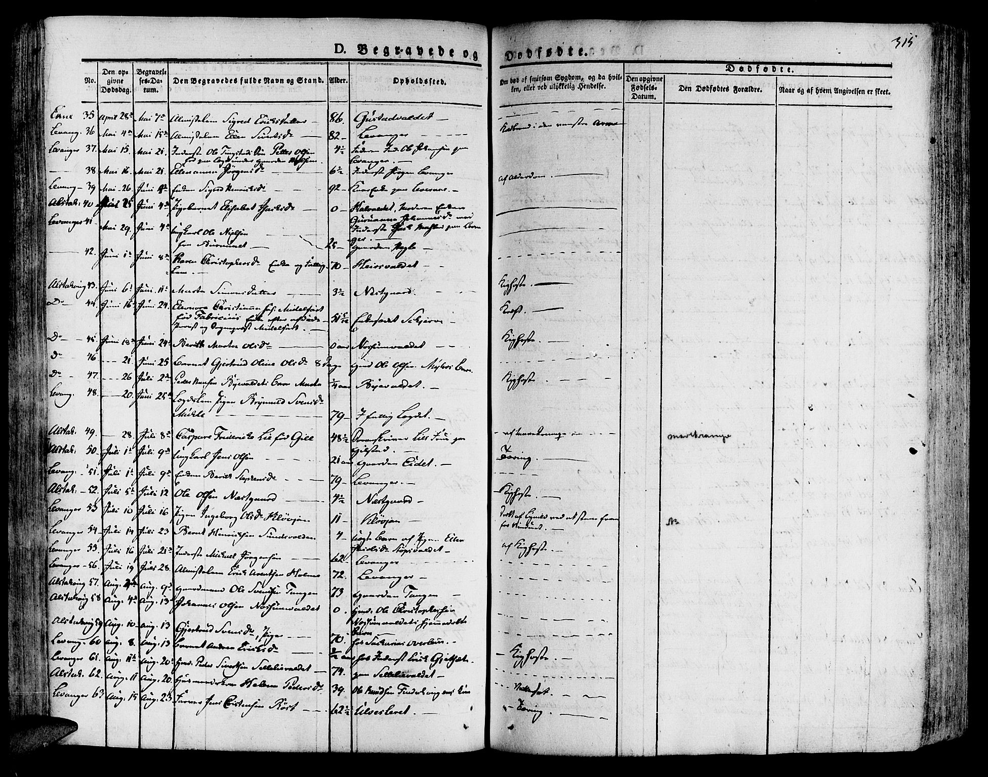 Ministerialprotokoller, klokkerbøker og fødselsregistre - Nord-Trøndelag, SAT/A-1458/717/L0152: Parish register (official) no. 717A05 /1, 1825-1836, p. 315