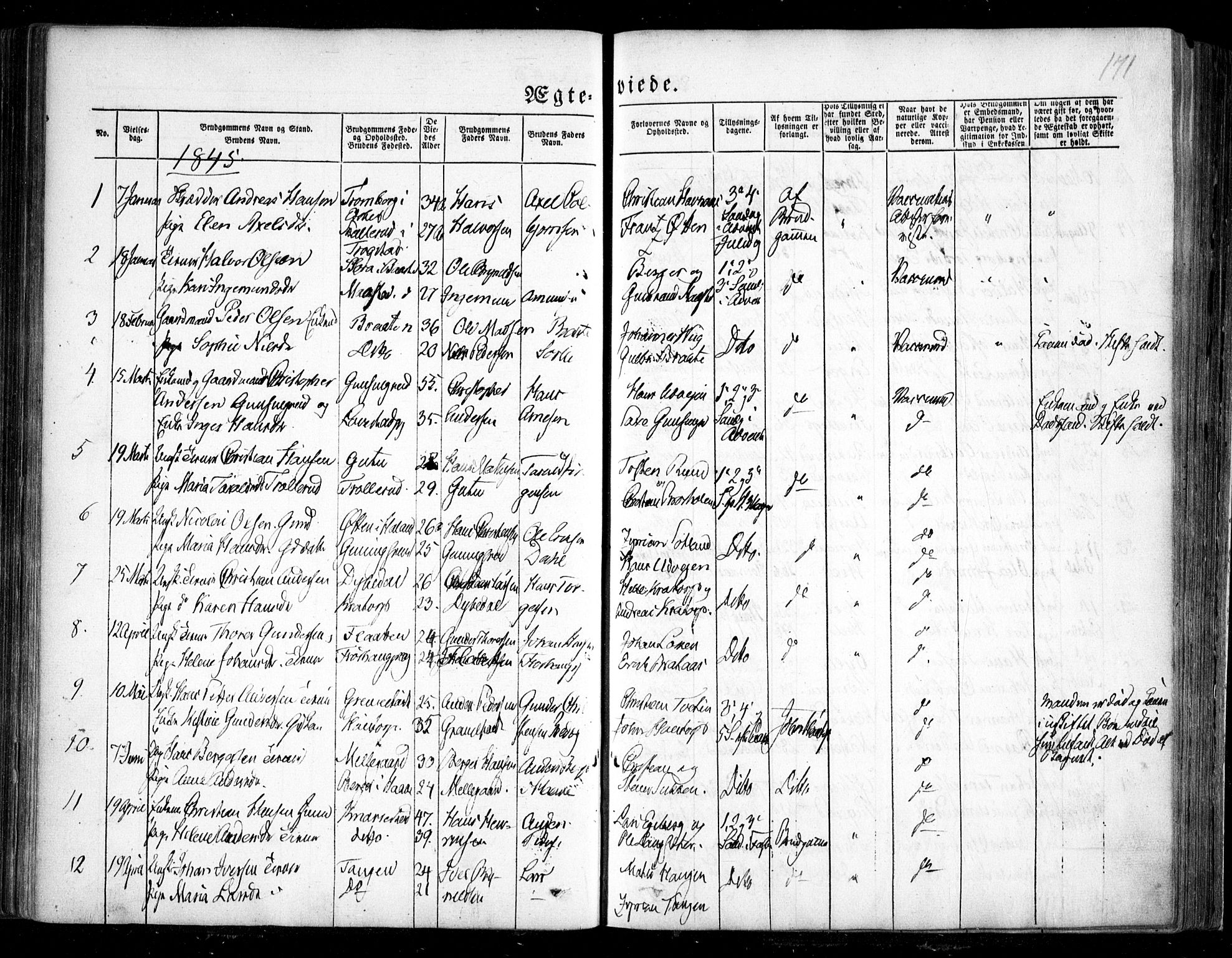 Trøgstad prestekontor Kirkebøker, SAO/A-10925/F/Fa/L0007: Parish register (official) no. I 7, 1845-1854, p. 171