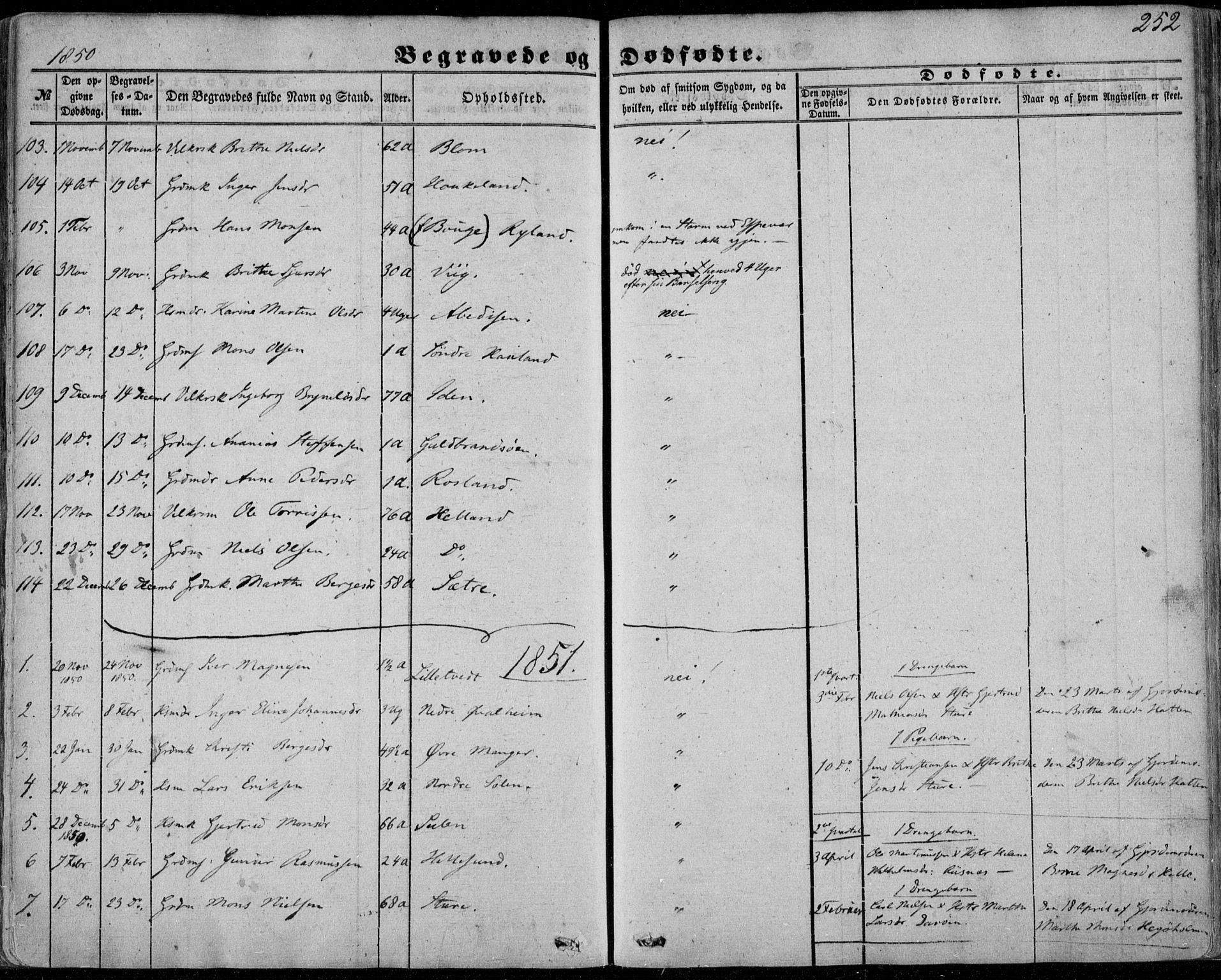 Manger sokneprestembete, SAB/A-76801/H/Haa: Parish register (official) no. A 6, 1849-1859, p. 252