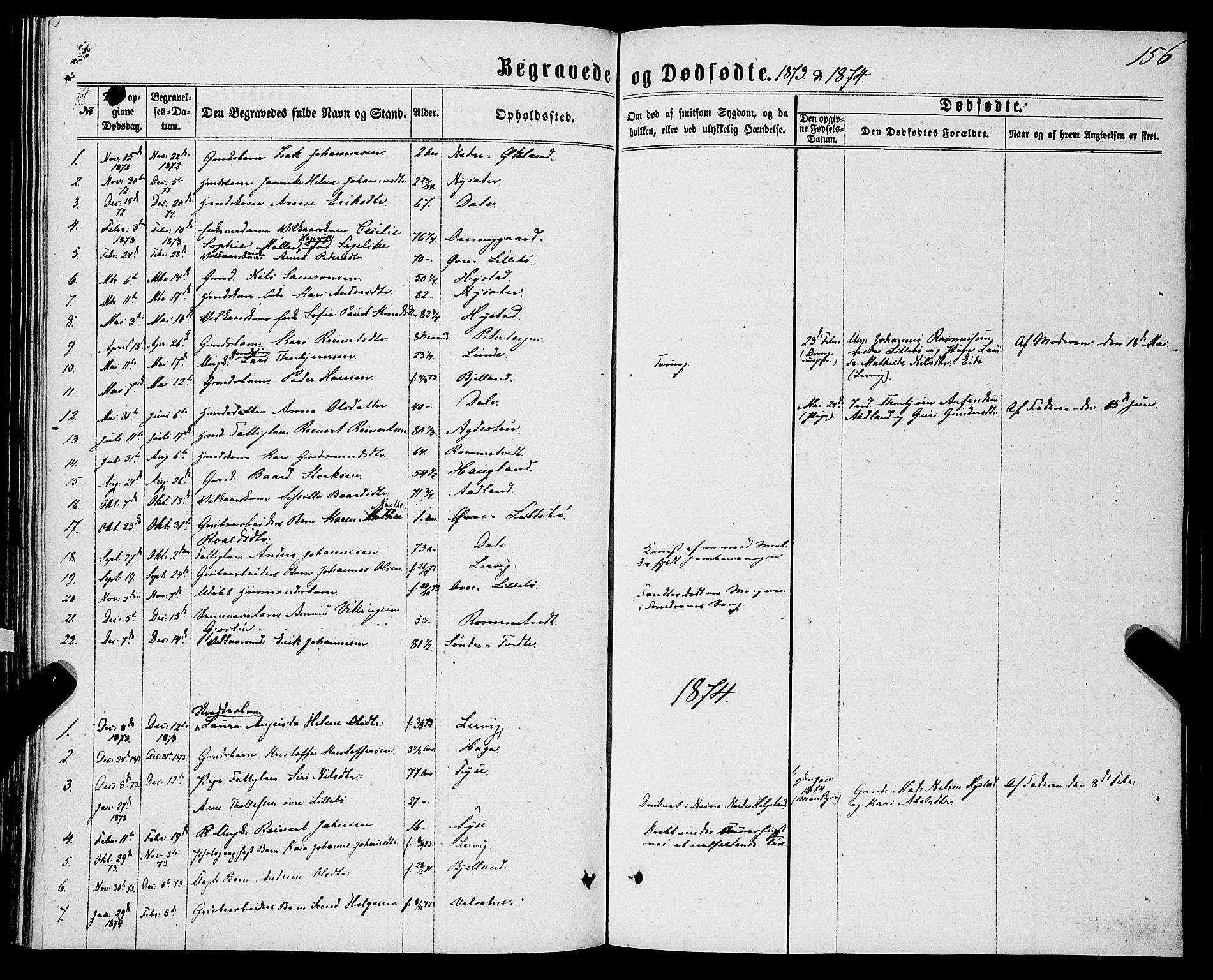 Stord sokneprestembete, AV/SAB-A-78201/H/Haa: Parish register (official) no. B 1, 1862-1877, p. 156