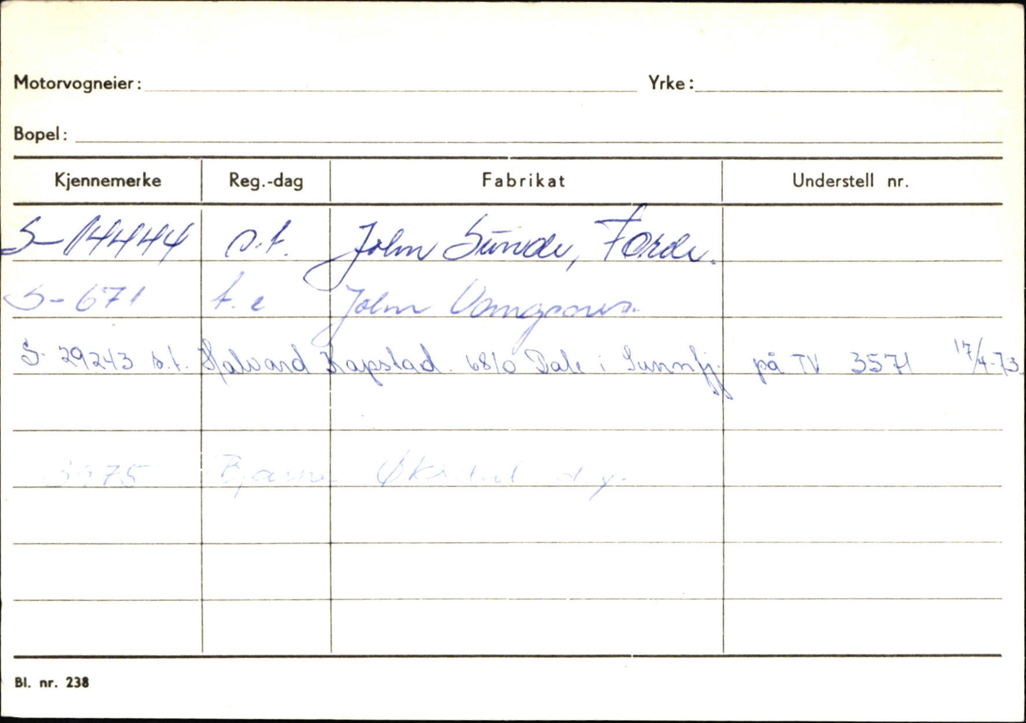 Statens vegvesen, Sogn og Fjordane vegkontor, SAB/A-5301/4/F/L0132: Eigarregister Askvoll A-Å. Balestrand A-Å, 1945-1975, p. 2520