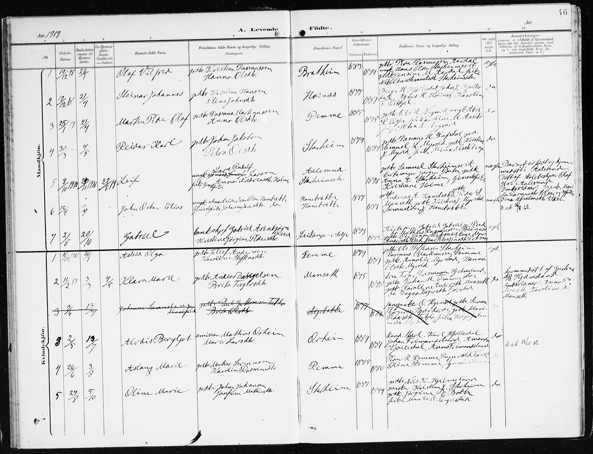 Eid sokneprestembete, AV/SAB-A-82301/H/Haa/Haac/L0002: Parish register (official) no. C 2, 1899-1927, p. 46