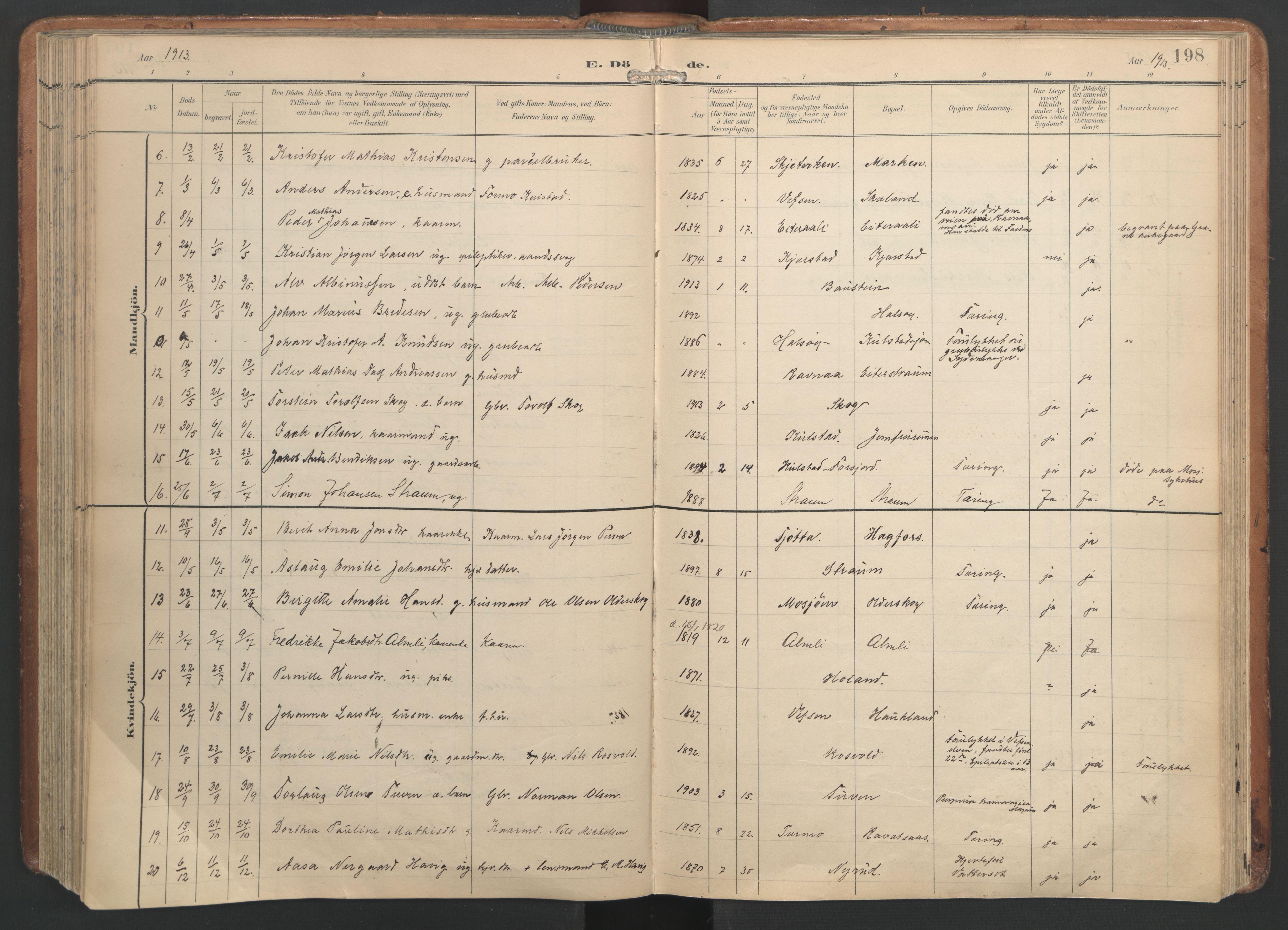 Ministerialprotokoller, klokkerbøker og fødselsregistre - Nordland, AV/SAT-A-1459/820/L0298: Parish register (official) no. 820A19, 1897-1915, p. 198