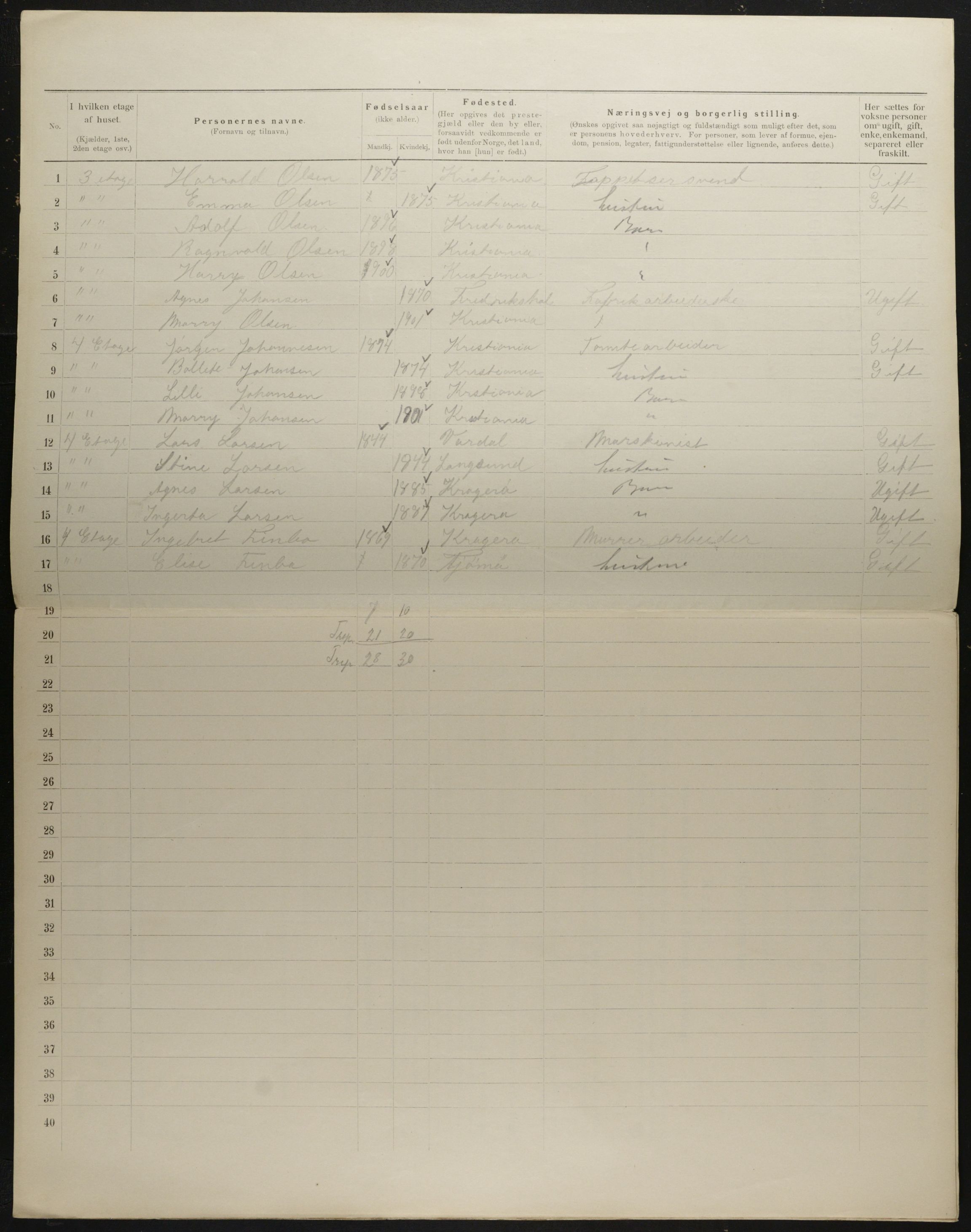 OBA, Municipal Census 1901 for Kristiania, 1901, p. 2163