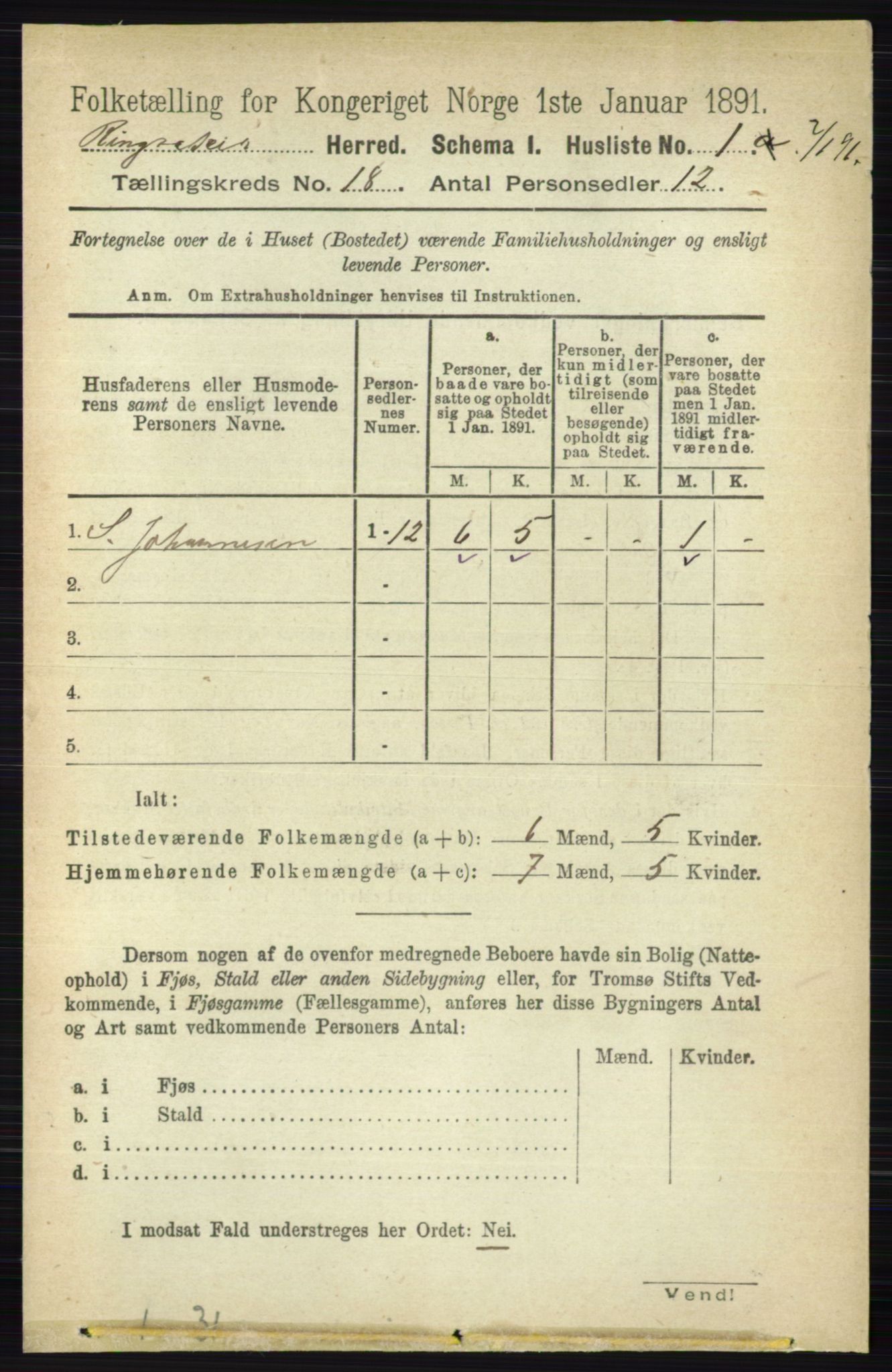 RA, 1891 census for 0412 Ringsaker, 1891, p. 10297