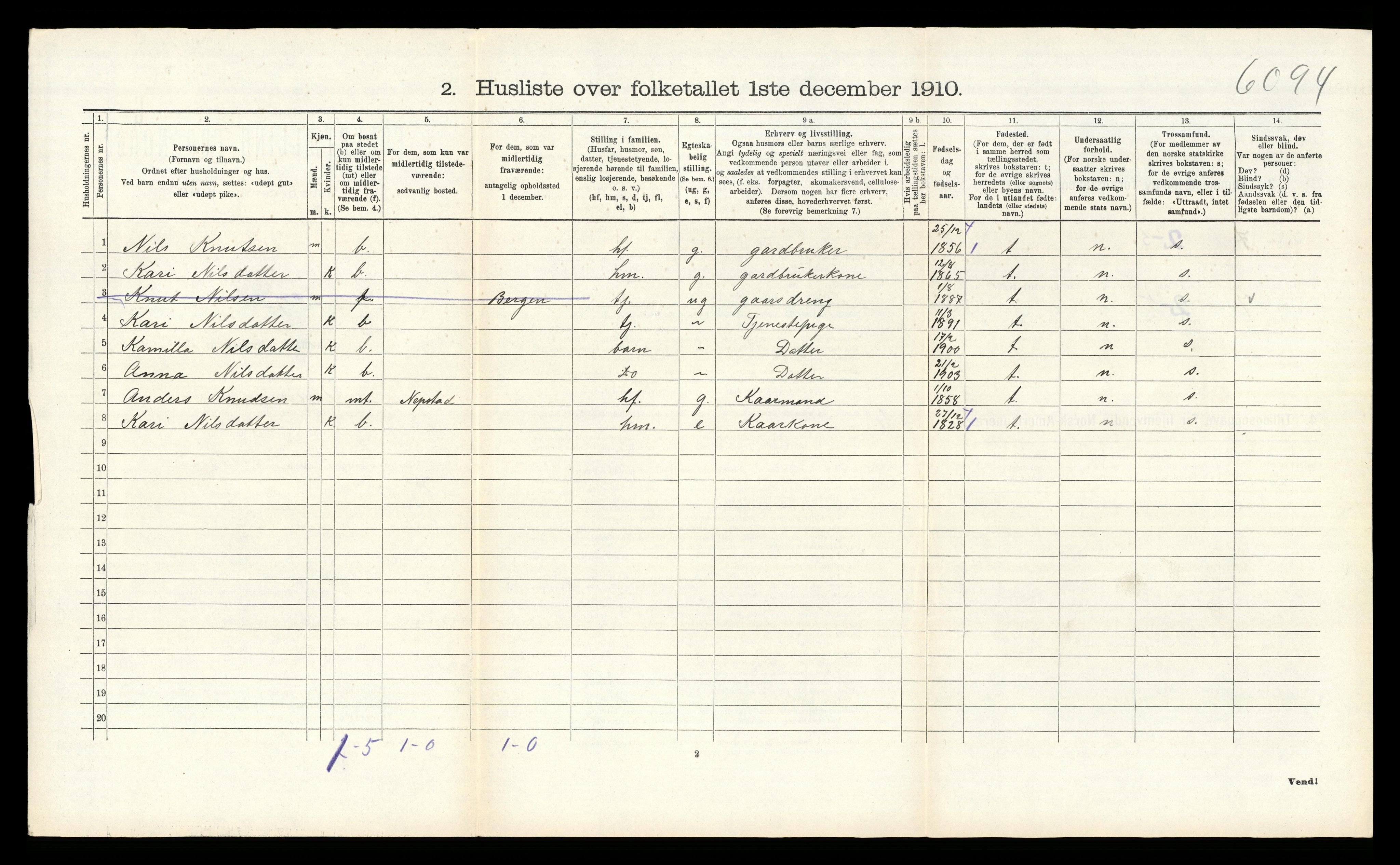RA, 1910 census for Alversund, 1910, p. 975