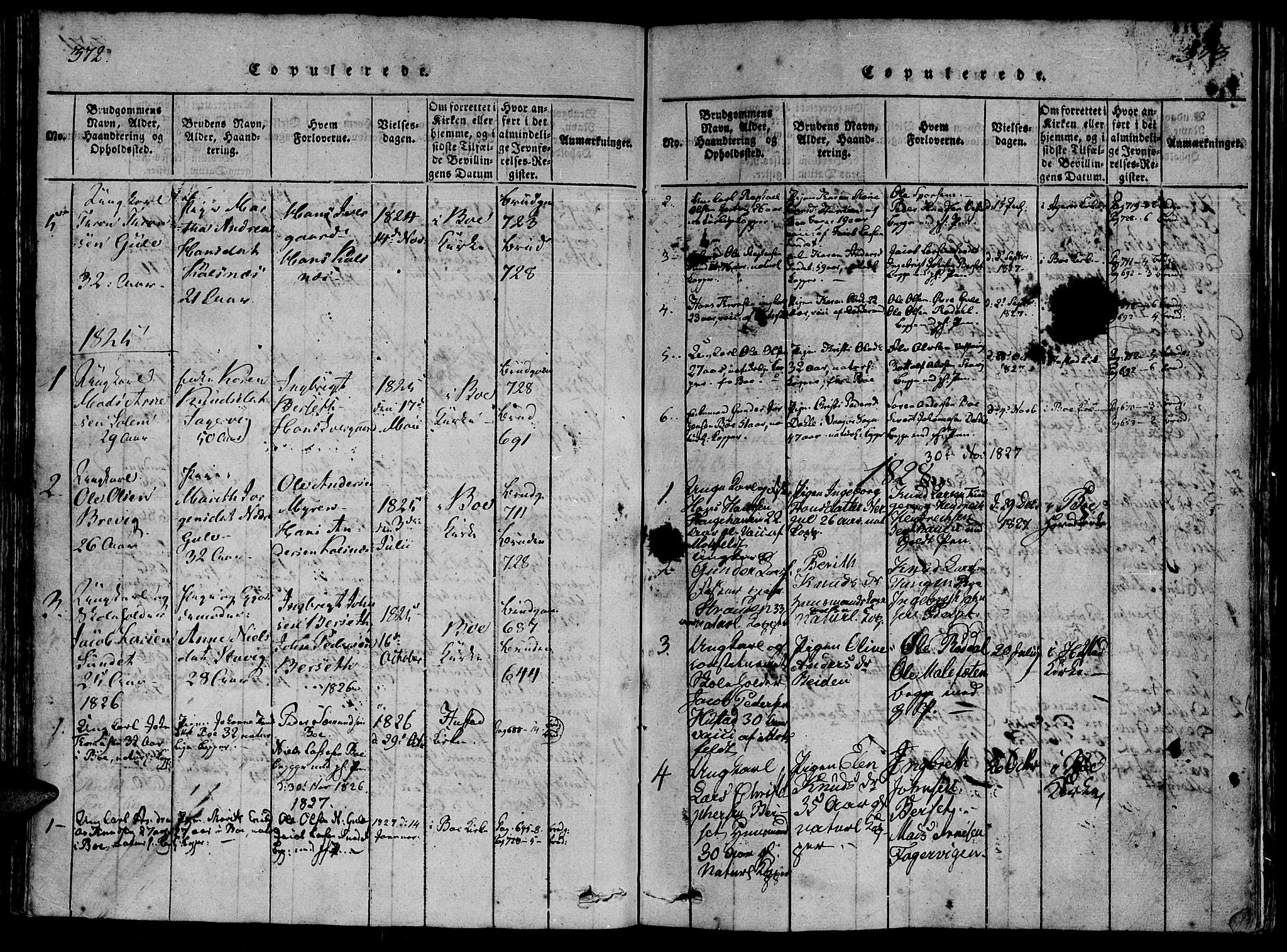 Ministerialprotokoller, klokkerbøker og fødselsregistre - Møre og Romsdal, SAT/A-1454/566/L0763: Parish register (official) no. 566A03 /1, 1817-1829, p. 372-373