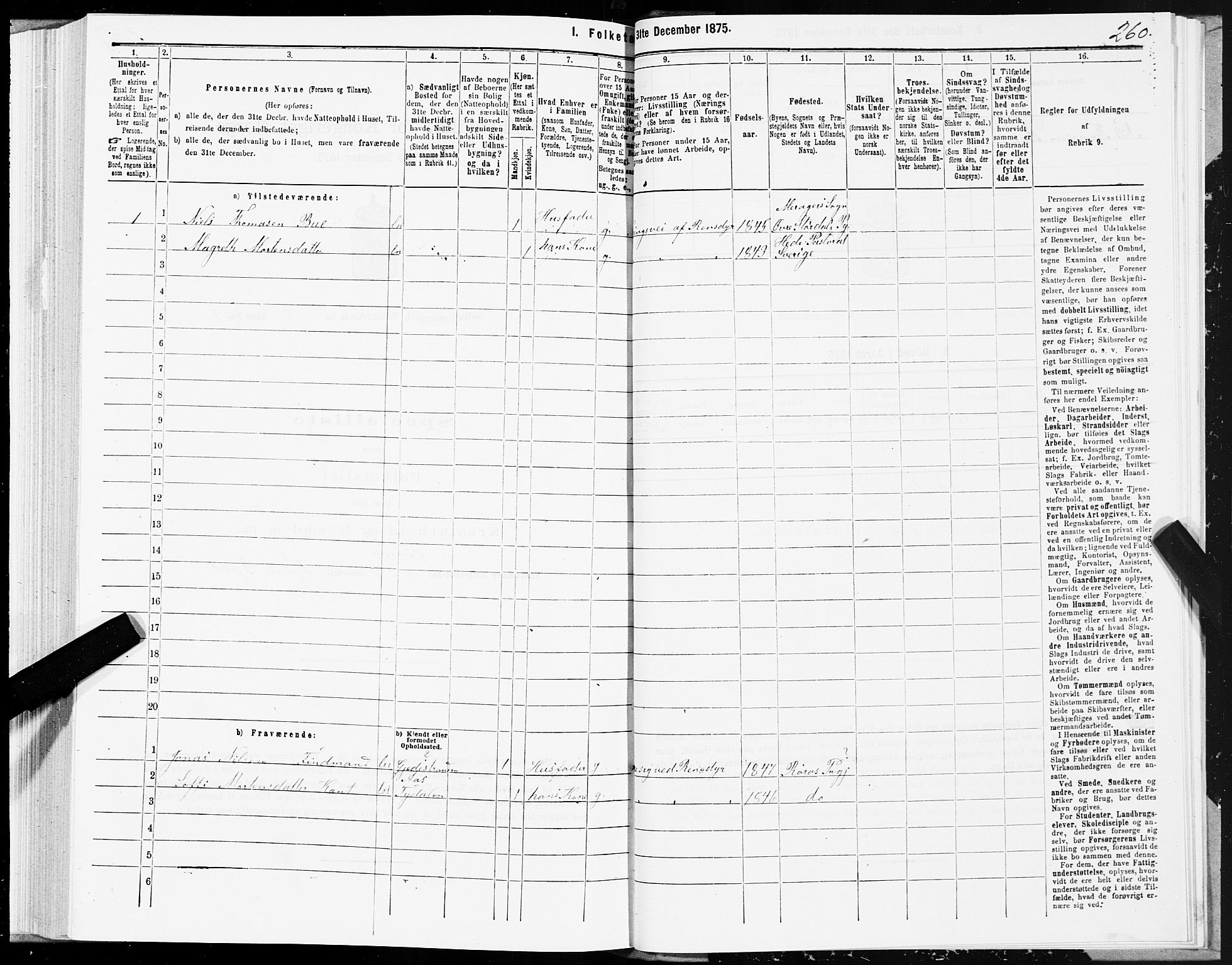 SAT, 1875 census for 1664P Selbu, 1875, p. 7260