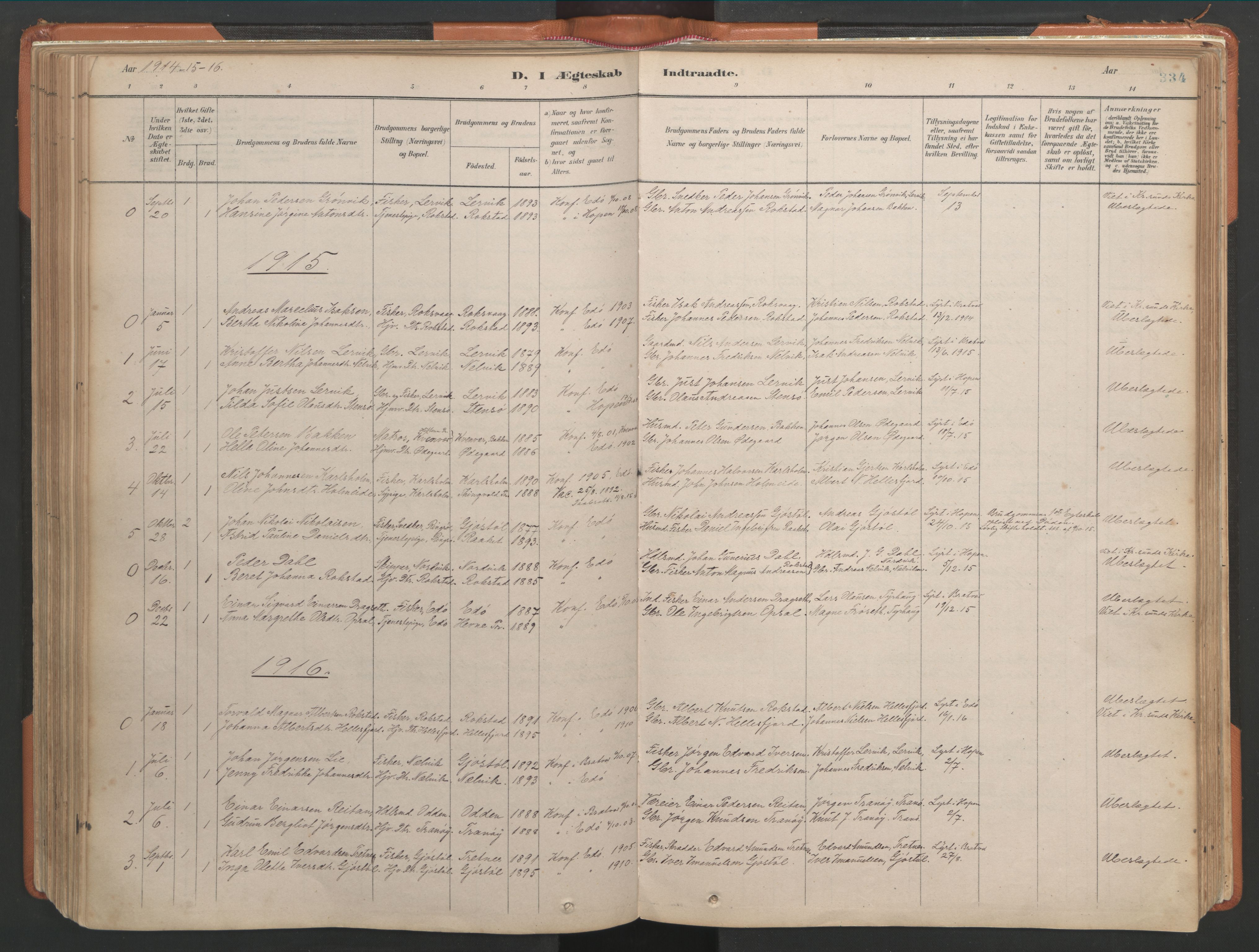 Ministerialprotokoller, klokkerbøker og fødselsregistre - Møre og Romsdal, AV/SAT-A-1454/581/L0941: Parish register (official) no. 581A09, 1880-1919, p. 334