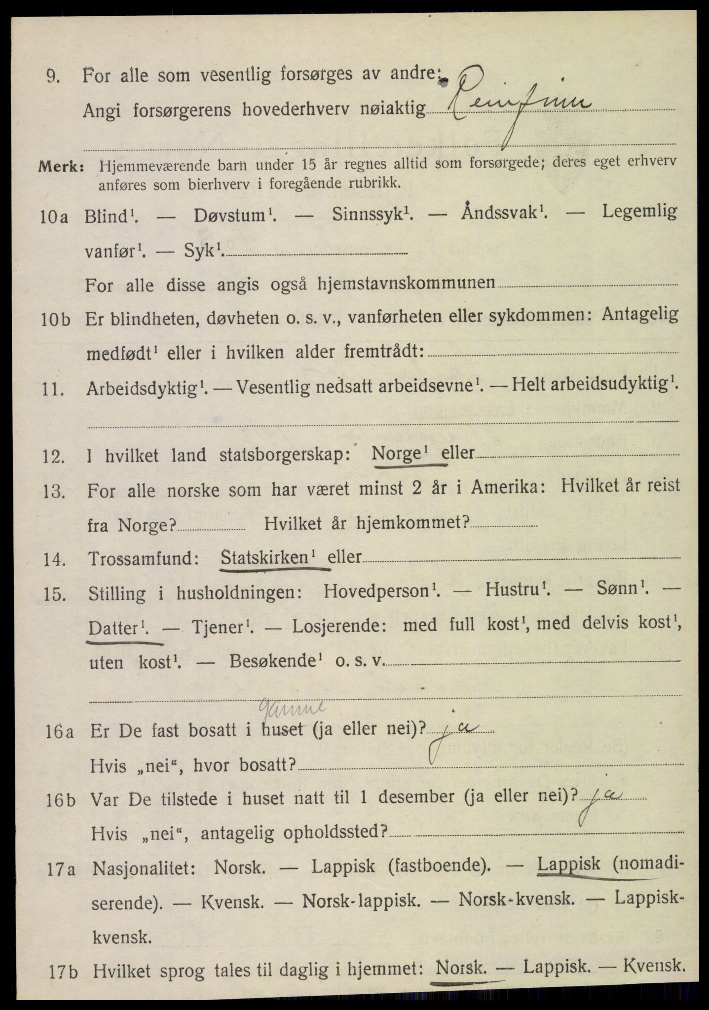 SAT, 1920 census for Vefsn, 1920, p. 2832