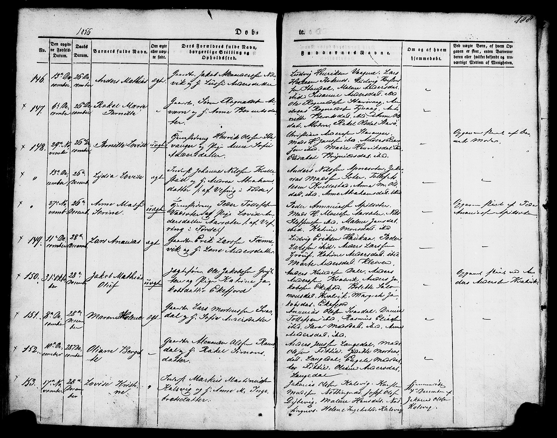 Kinn sokneprestembete, AV/SAB-A-80801/H/Haa/Haaa/L0005: Parish register (official) no. A 5, 1841-1857, p. 188