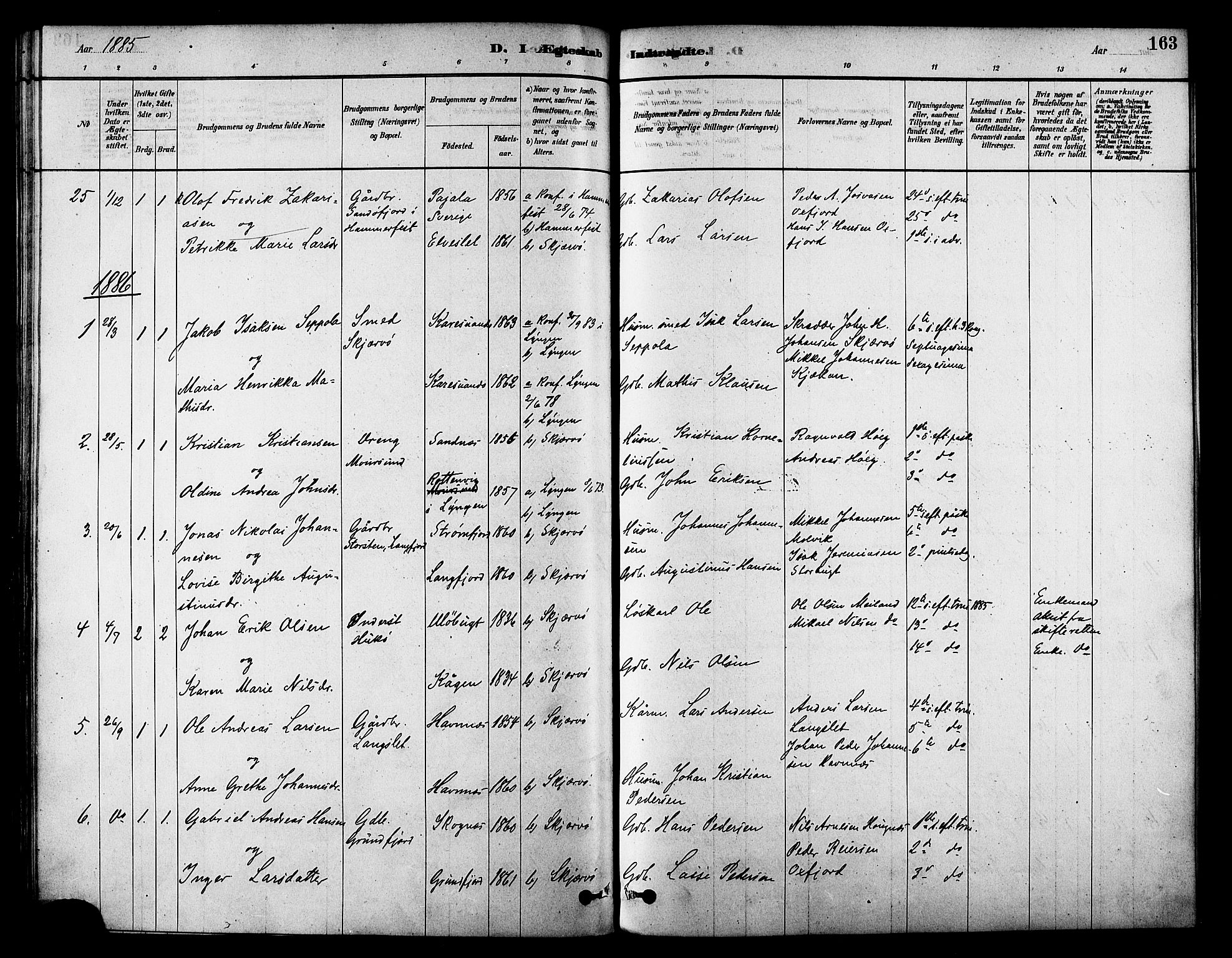 Skjervøy sokneprestkontor, SATØ/S-1300/H/Ha/Haa/L0009kirke: Parish register (official) no. 9, 1878-1887, p. 163