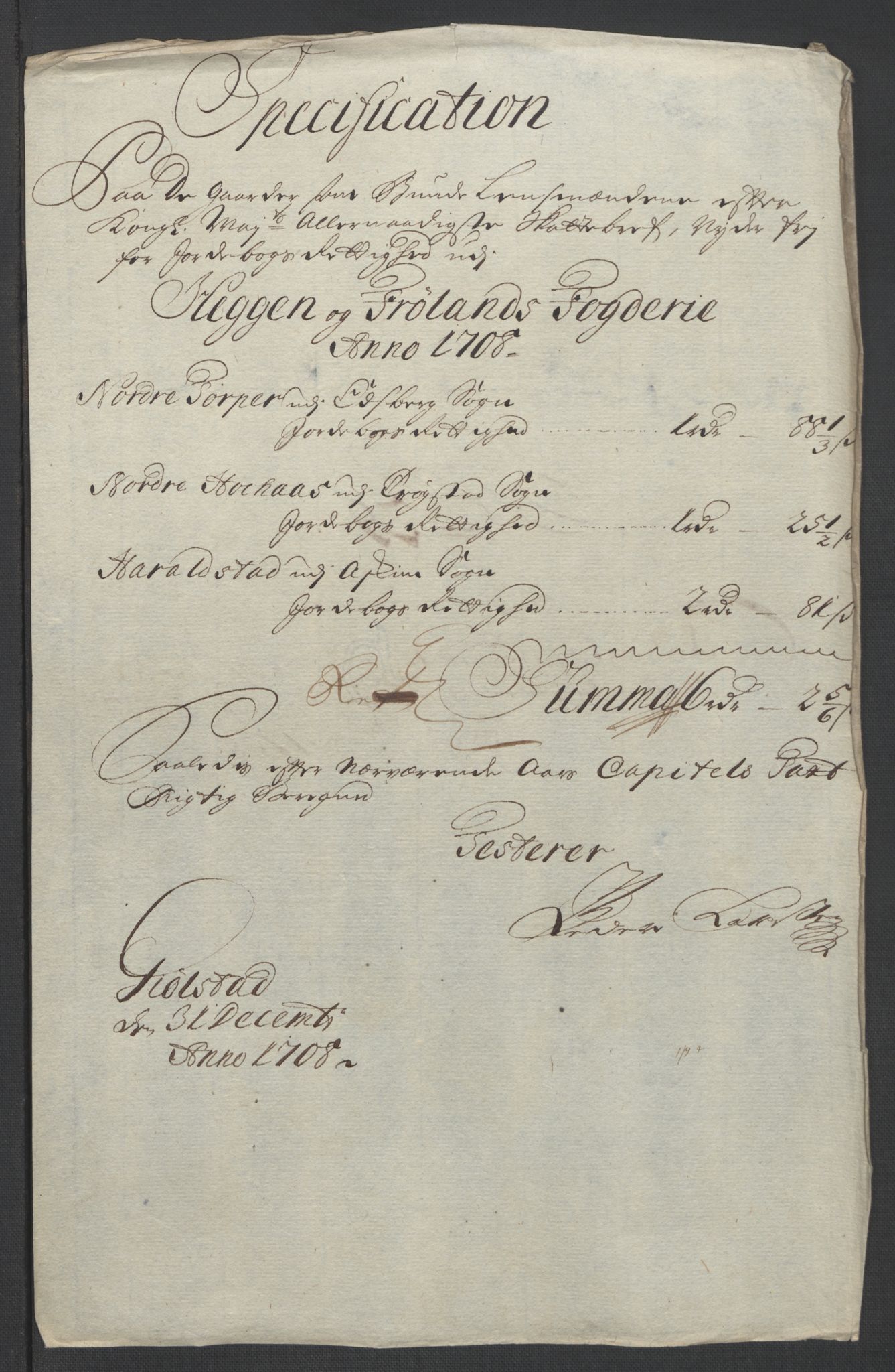 Rentekammeret inntil 1814, Reviderte regnskaper, Fogderegnskap, RA/EA-4092/R07/L0300: Fogderegnskap Rakkestad, Heggen og Frøland, 1708, p. 175