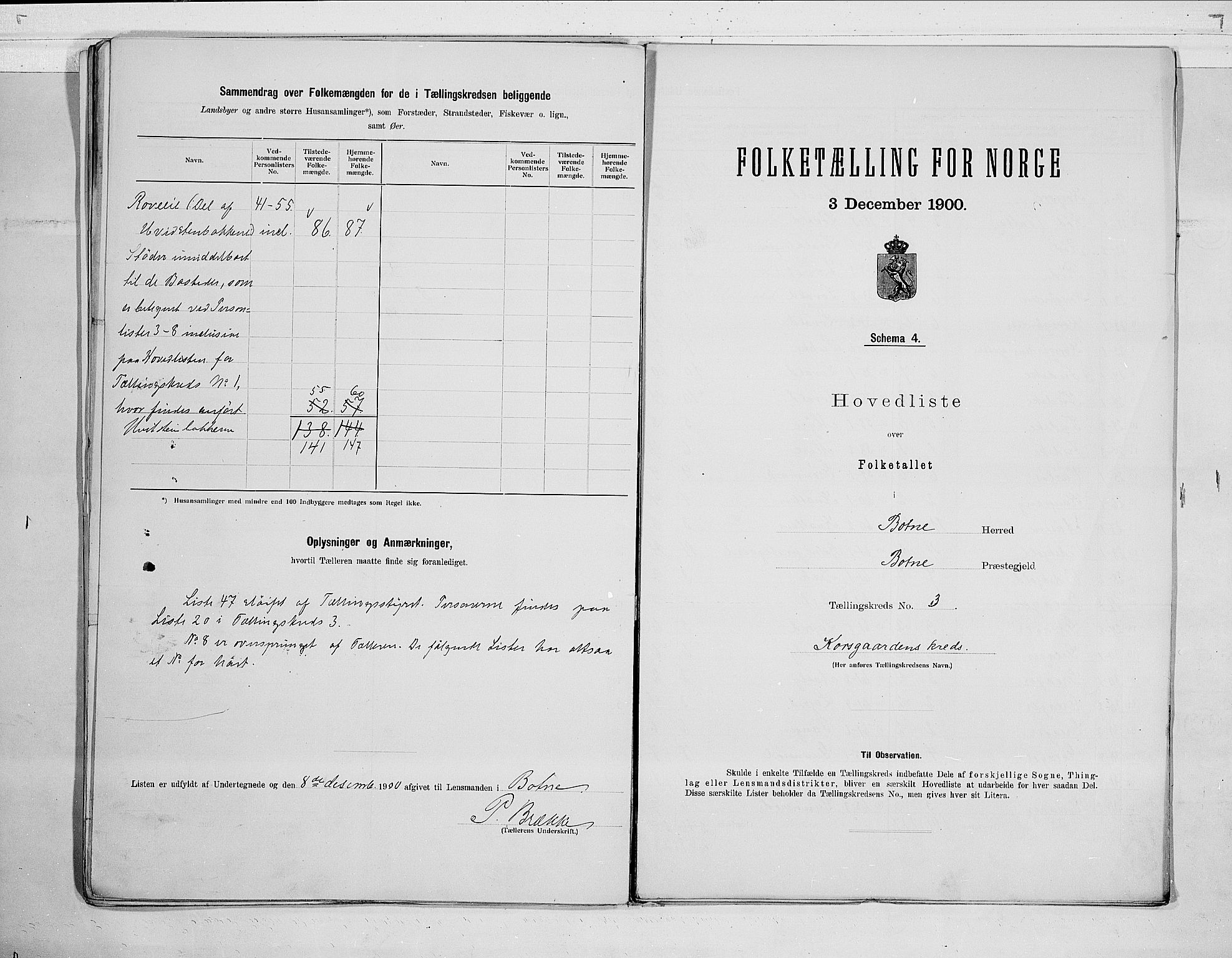 RA, 1900 census for Botne, 1900, p. 8