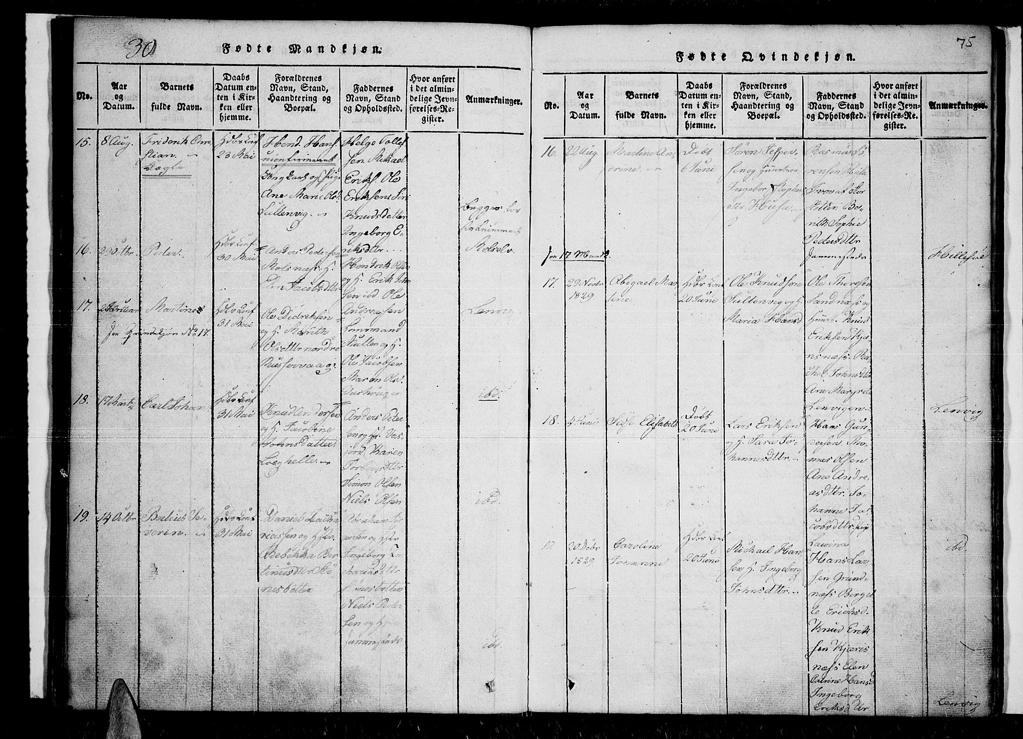 Lenvik sokneprestembete, SATØ/S-1310/H/Ha/Haa/L0003kirke: Parish register (official) no. 3, 1820-1831, p. 75