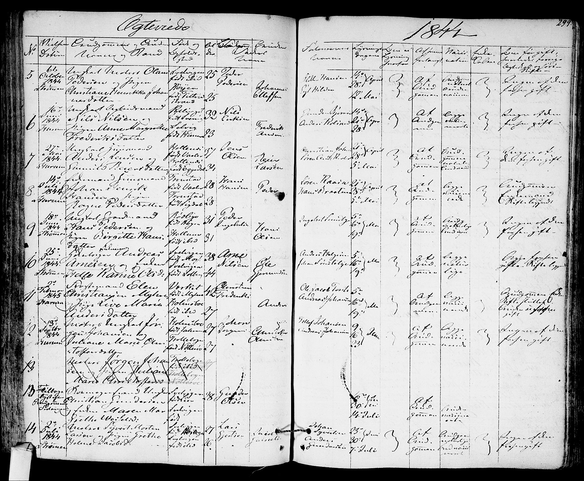 Hurum kirkebøker, SAKO/A-229/F/Fa/L0010: Parish register (official) no. 10, 1827-1846, p. 299