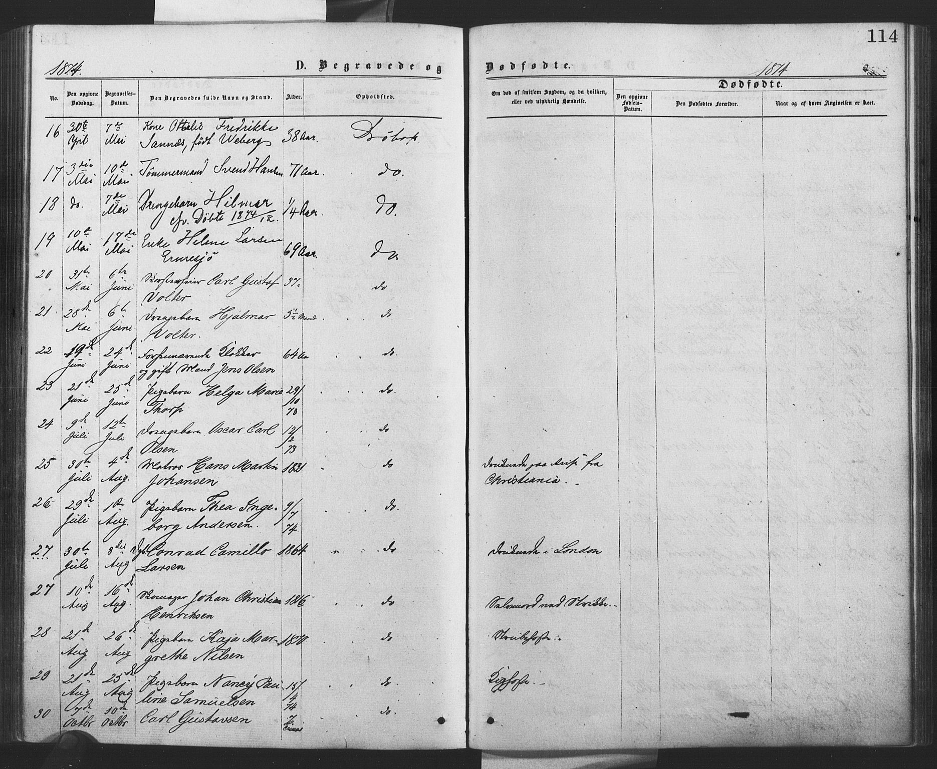 Drøbak prestekontor Kirkebøker, SAO/A-10142a/F/Fa/L0003: Parish register (official) no. I 3, 1871-1877, p. 114