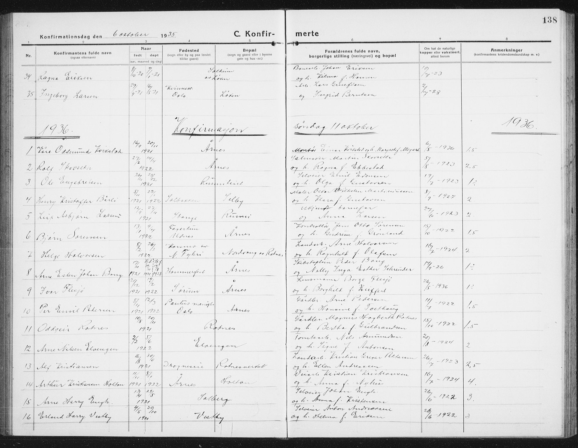 Nes prestekontor Kirkebøker, SAO/A-10410/G/Gc/L0002: Parish register (copy) no. III 2, 1915-1943, p. 138