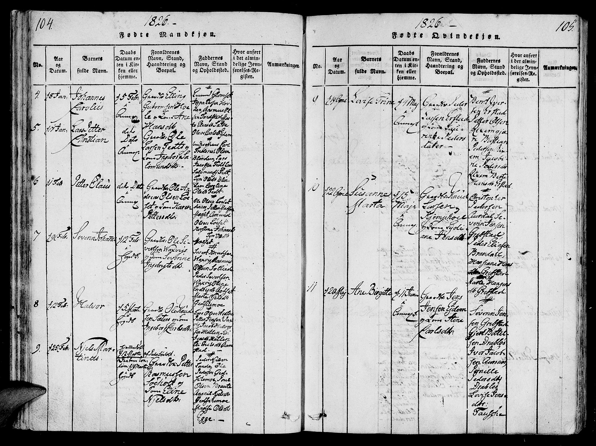 Ministerialprotokoller, klokkerbøker og fødselsregistre - Møre og Romsdal, SAT/A-1454/522/L0310: Parish register (official) no. 522A05, 1816-1832, p. 104-105