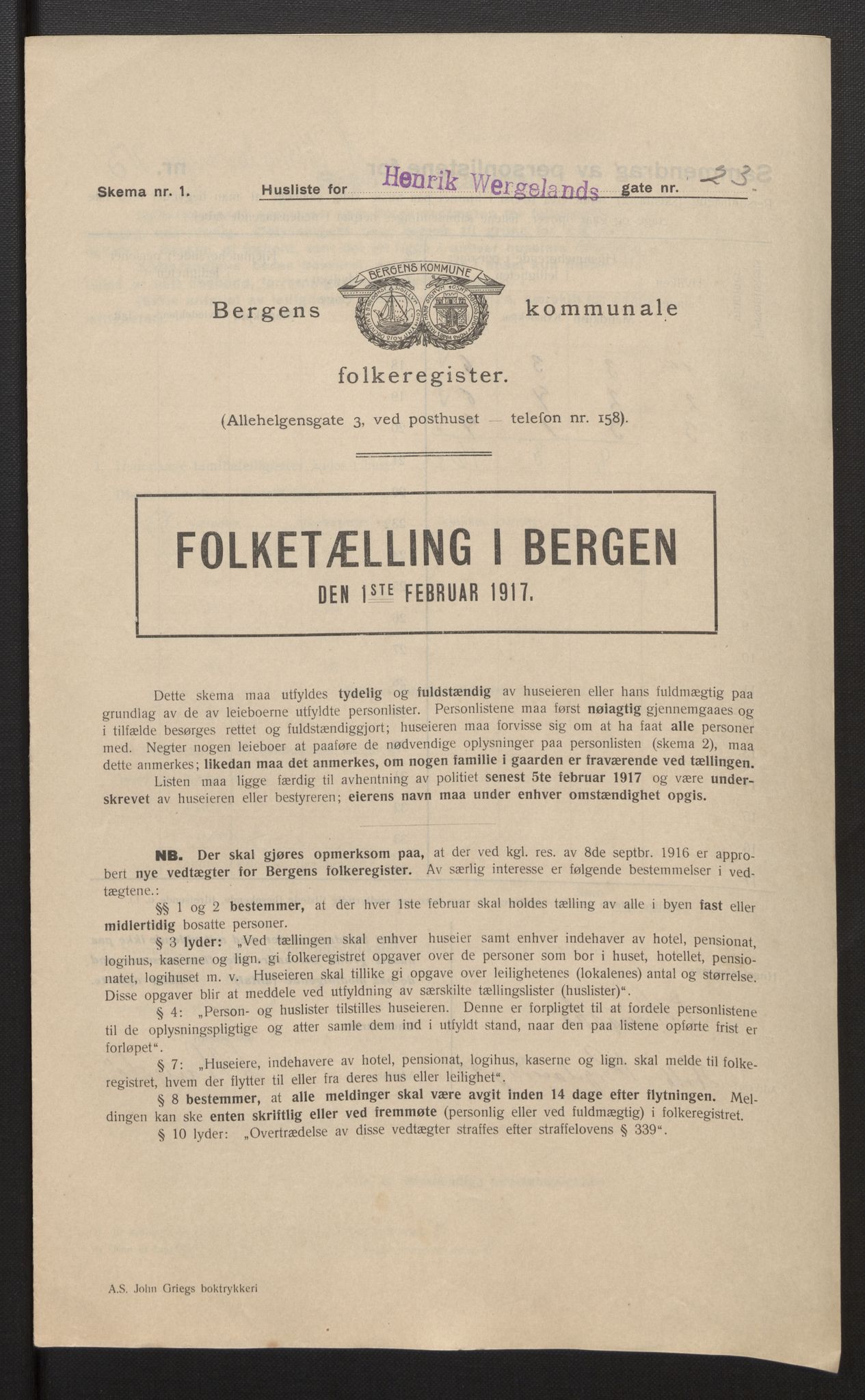 SAB, Municipal Census 1917 for Bergen, 1917, p. 14268