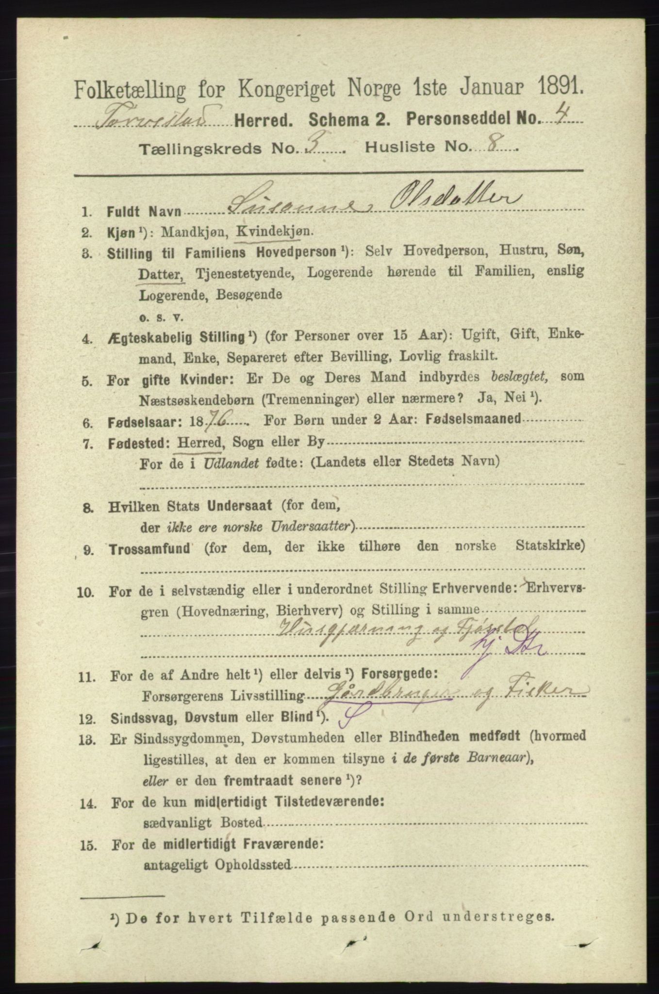 RA, 1891 census for 1152 Torvastad, 1891, p. 997