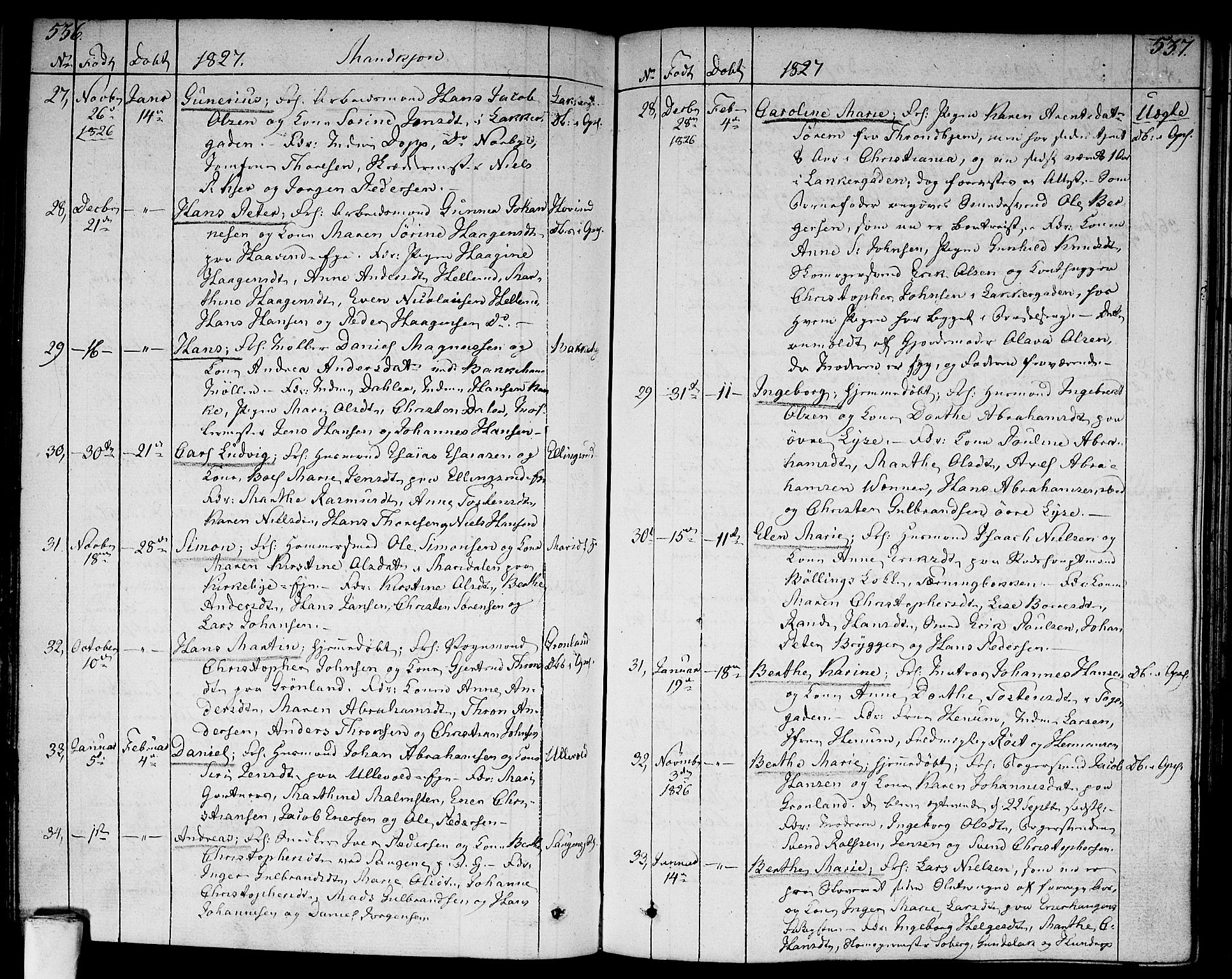 Aker prestekontor kirkebøker, AV/SAO-A-10861/F/L0012: Parish register (official) no. 12, 1819-1828, p. 536-537