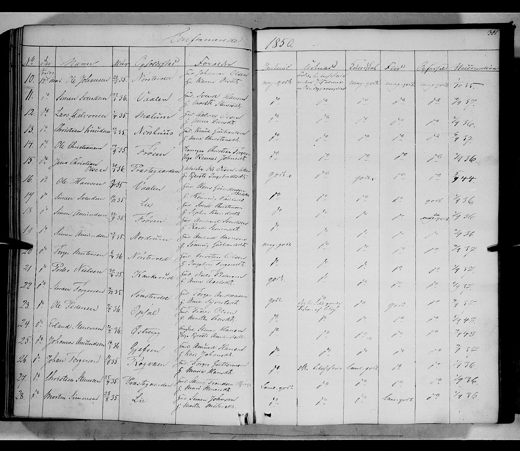 Gausdal prestekontor, AV/SAH-PREST-090/H/Ha/Haa/L0007: Parish register (official) no. 7, 1840-1850, p. 301