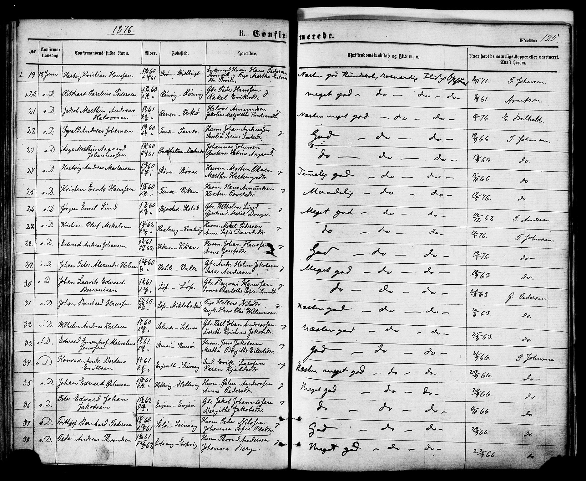 Ministerialprotokoller, klokkerbøker og fødselsregistre - Nordland, SAT/A-1459/801/L0009: Parish register (official) no. 801A09, 1876-1883, p. 125