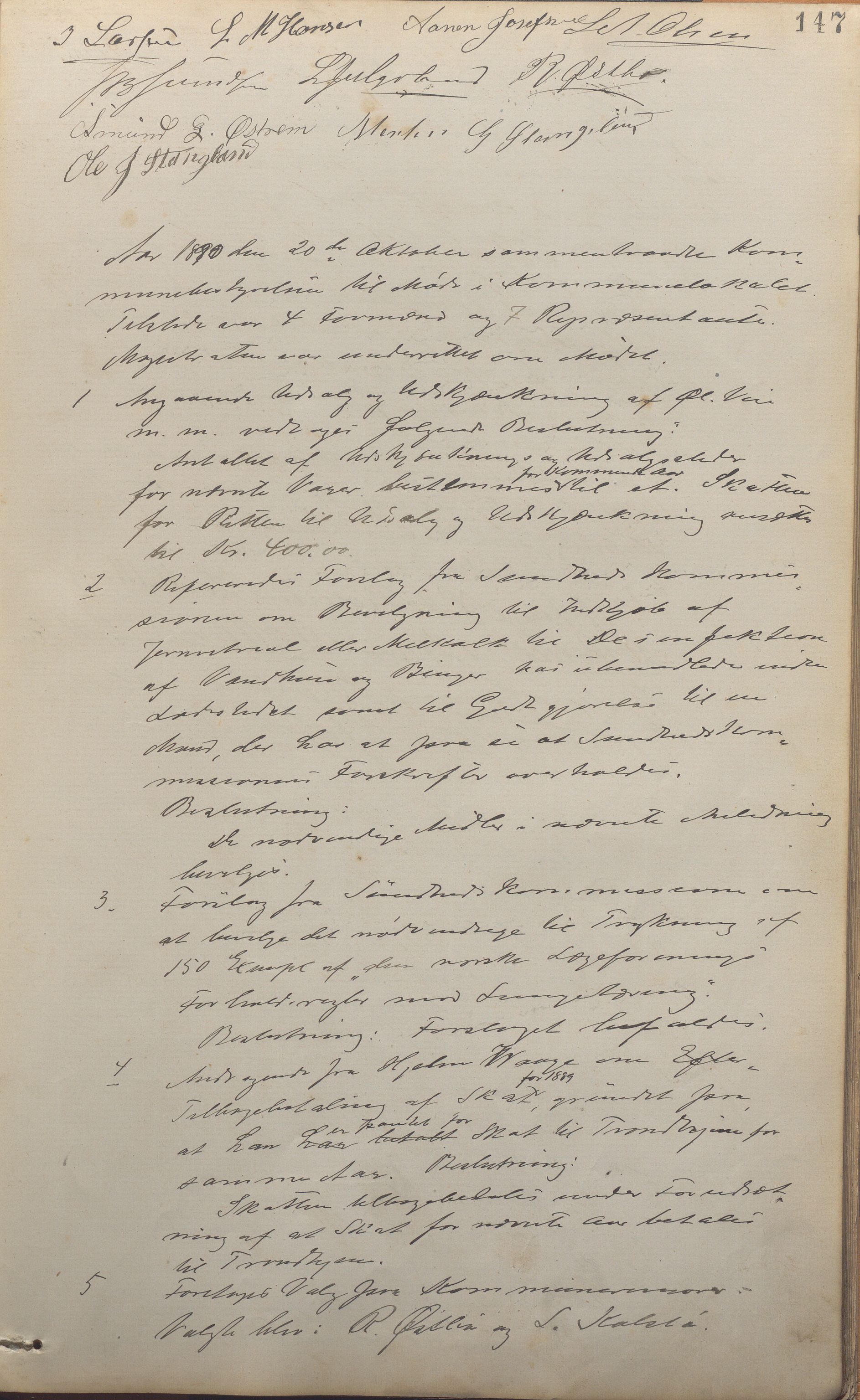 Kopervik Kommune - Formannskapet og Bystyret, IKAR/K-102468/A/Aa/L0002: Møtebok, 1874-1894, p. 147a