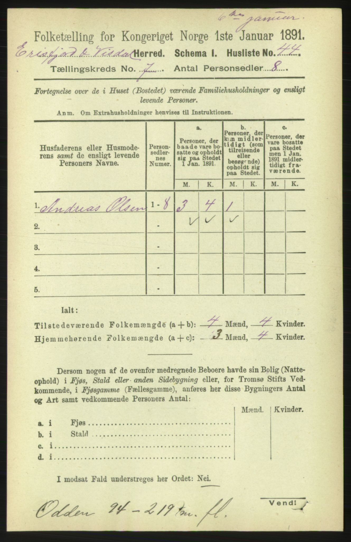 RA, 1891 census for 1542 Eresfjord og Vistdal, 1891, p. 1958