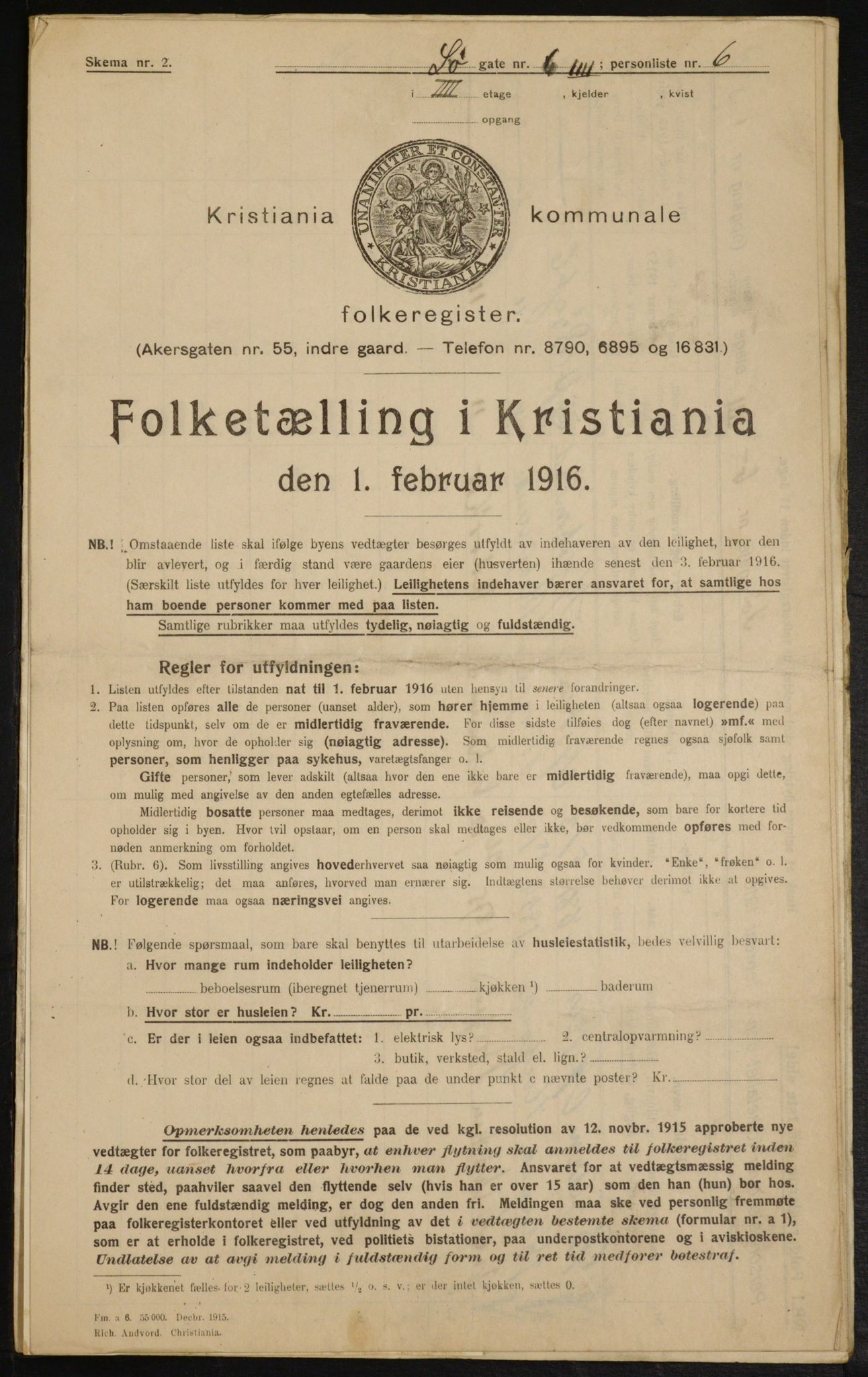 OBA, Municipal Census 1916 for Kristiania, 1916, p. 97572