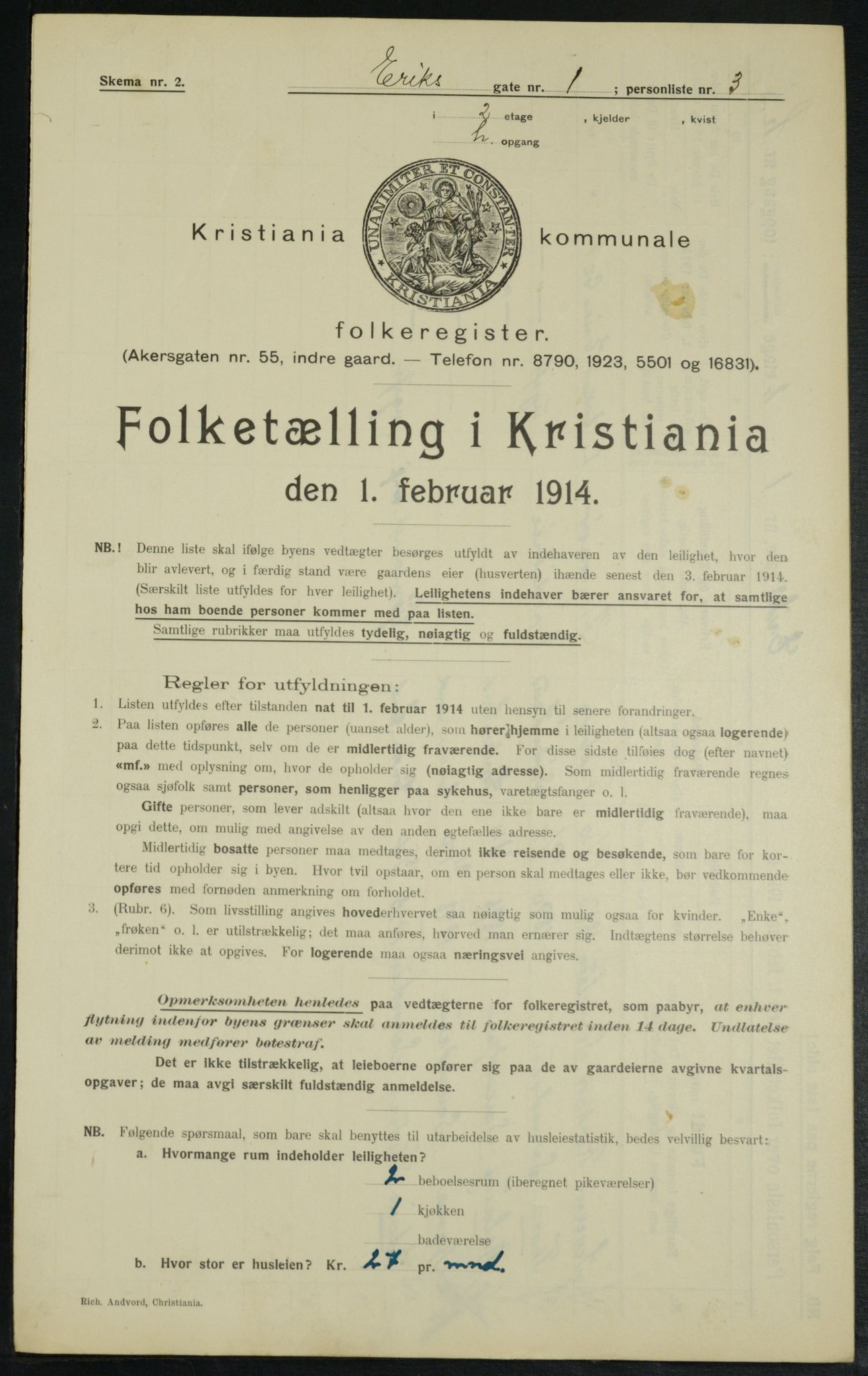 OBA, Municipal Census 1914 for Kristiania, 1914, p. 19735