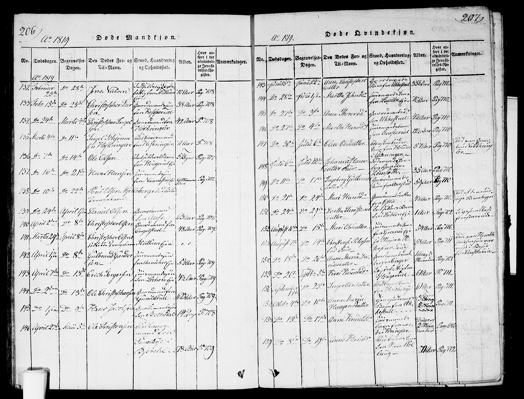 Nannestad prestekontor Kirkebøker, AV/SAO-A-10414a/G/Ga/L0001: Parish register (copy) no. I 1, 1815-1839, p. 206-207