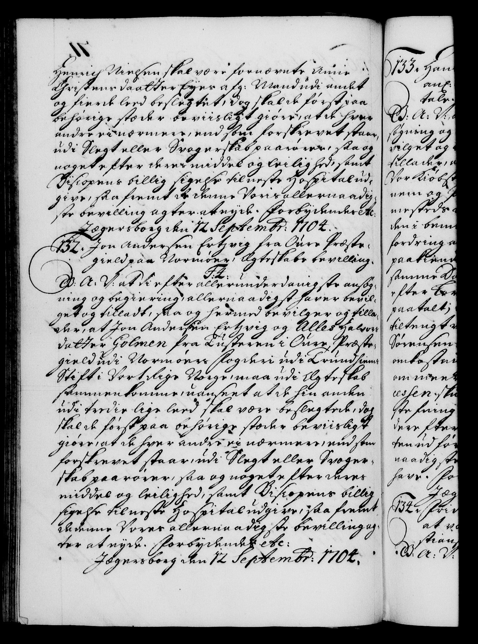 Danske Kanselli 1572-1799, RA/EA-3023/F/Fc/Fca/Fcaa/L0019: Norske registre, 1704-1707, p. 71b