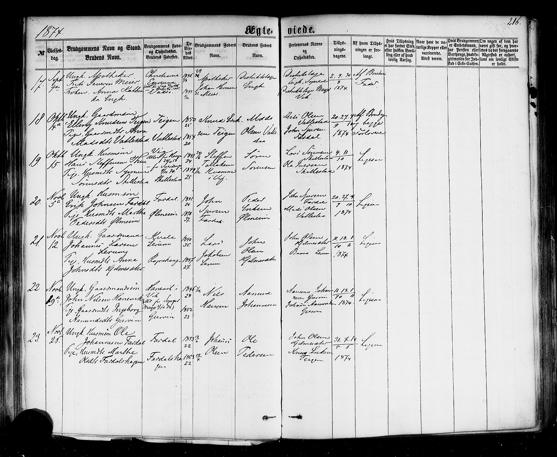 Sogndal sokneprestembete, AV/SAB-A-81301/H/Haa/Haaa/L0013: Parish register (official) no. A 13, 1859-1877, p. 216