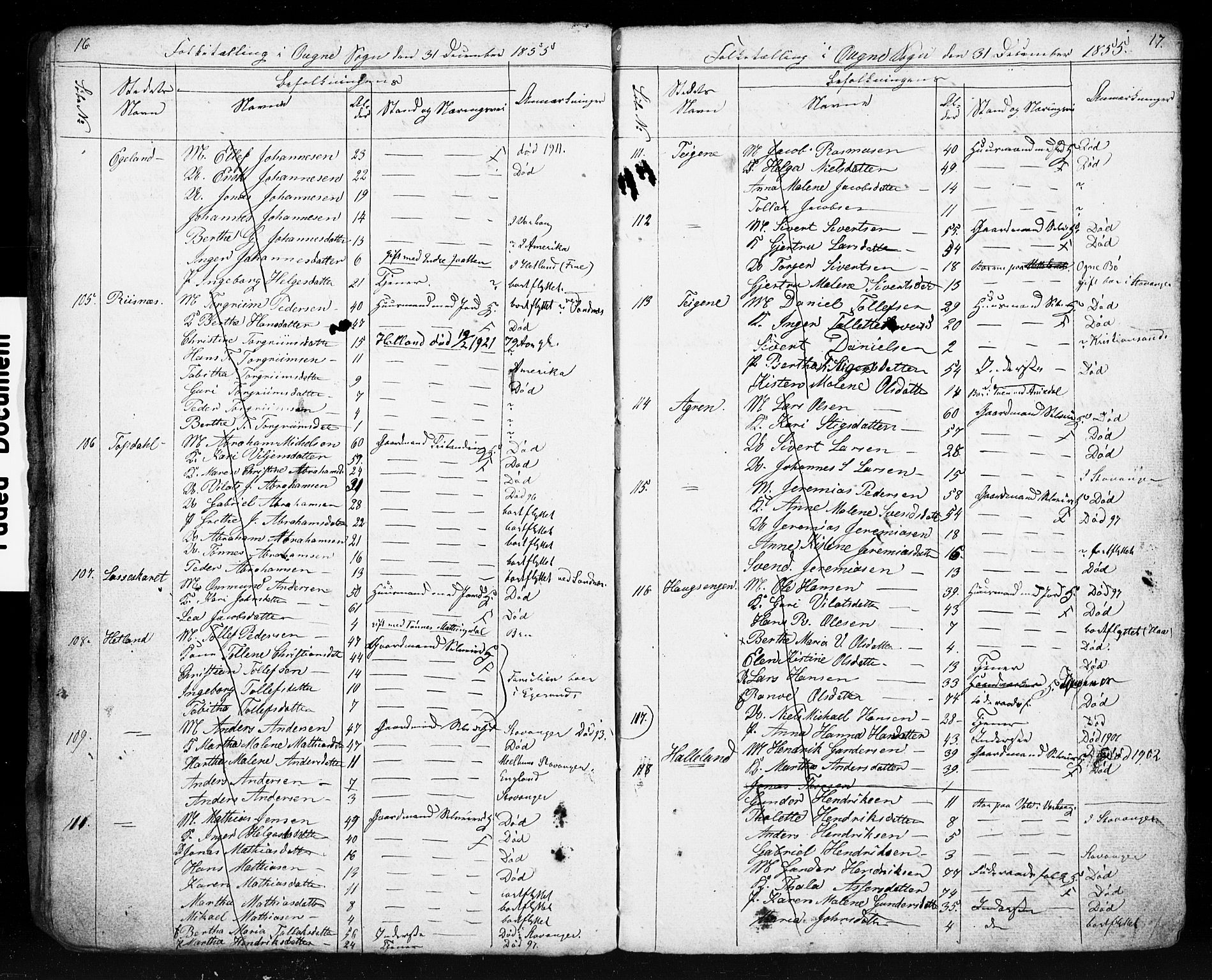 , Census 1855 for Eigersund/Ogna, 1855, p. 10